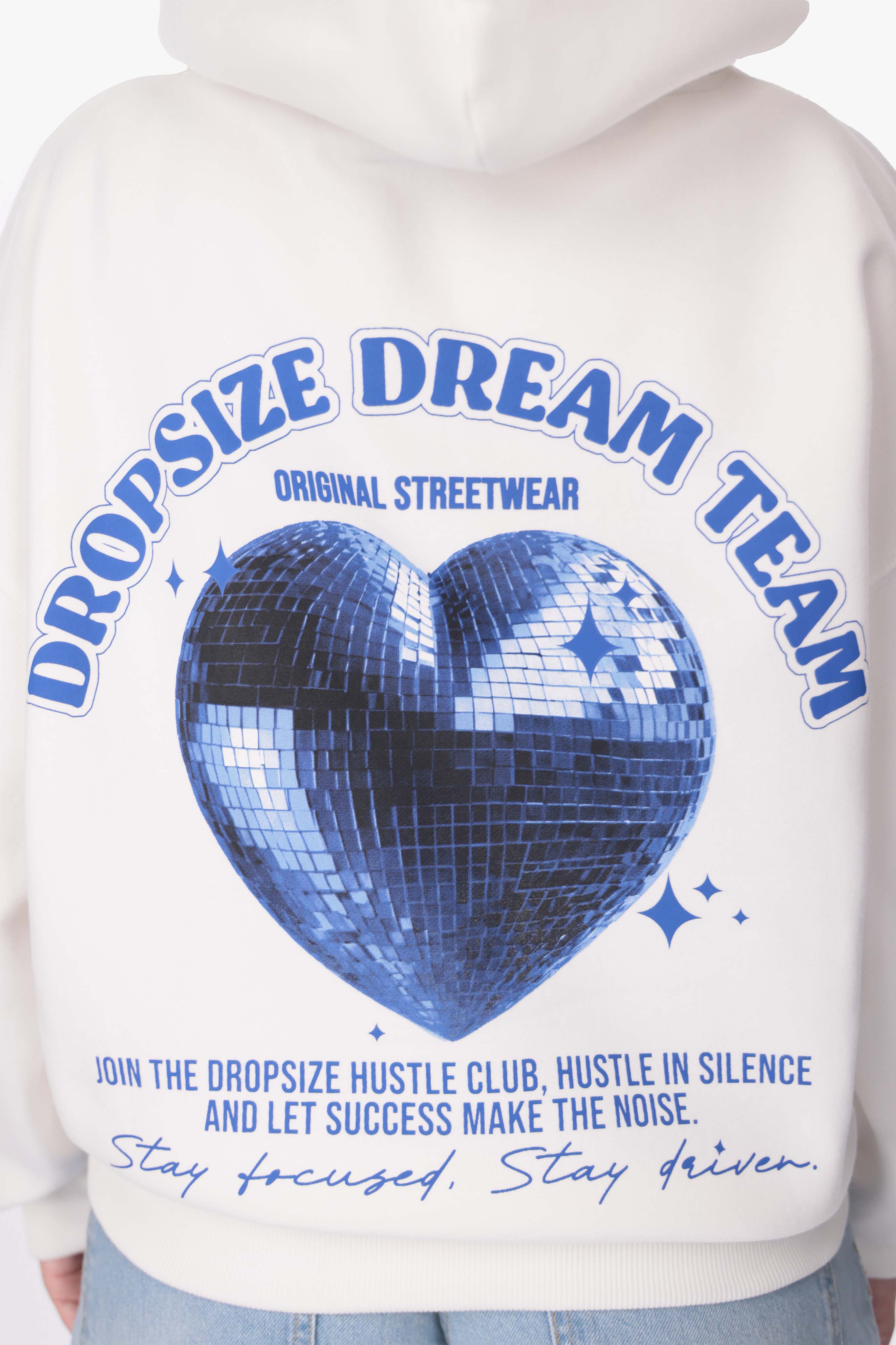 WOMENS HEART EMBO HOODIE CREAM WHITE