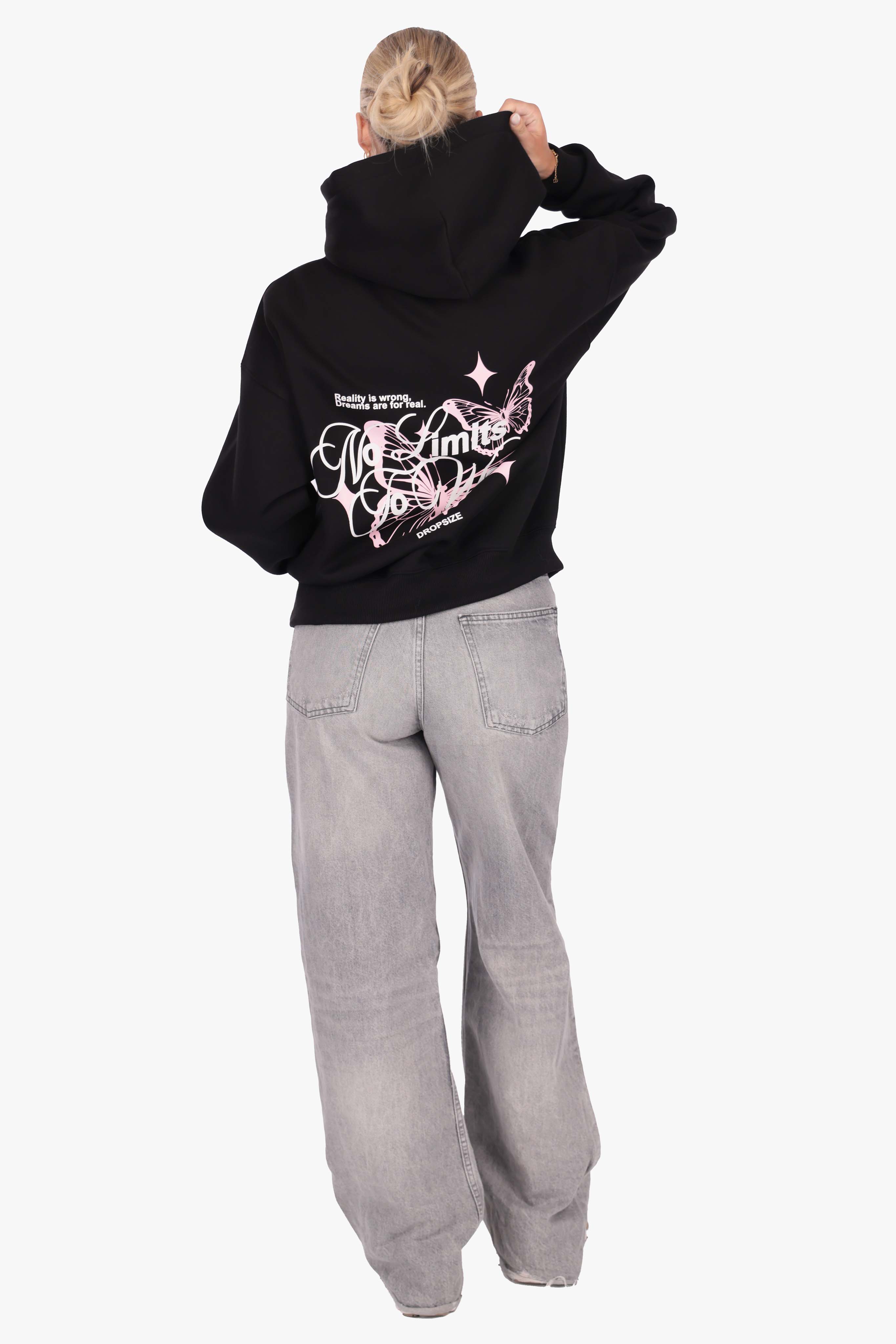 WOMENS NO LIMITS BUTTERFLY HOODIE BLACK