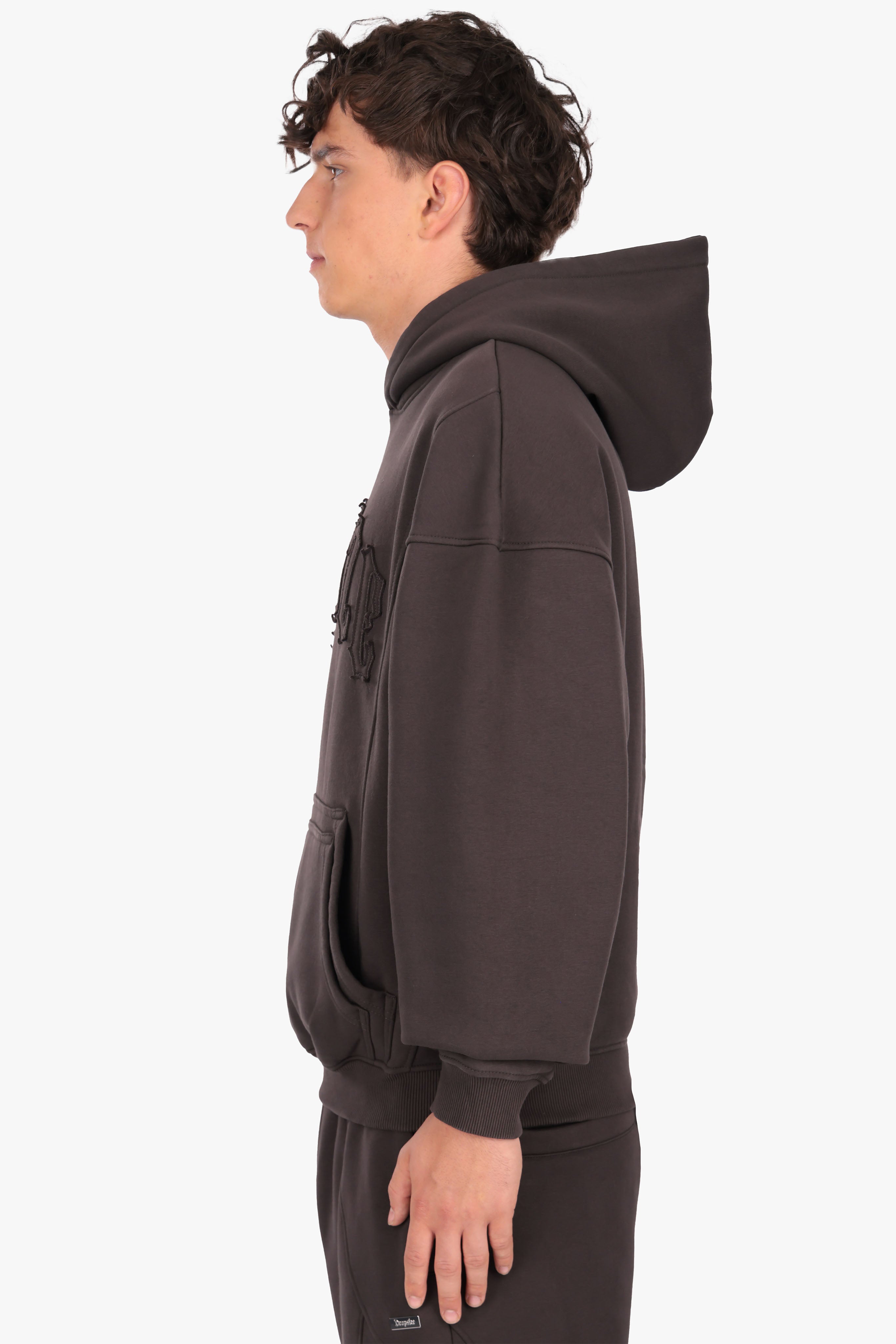 RAW EDGES SEAM HOODIE WASHED BLACK
