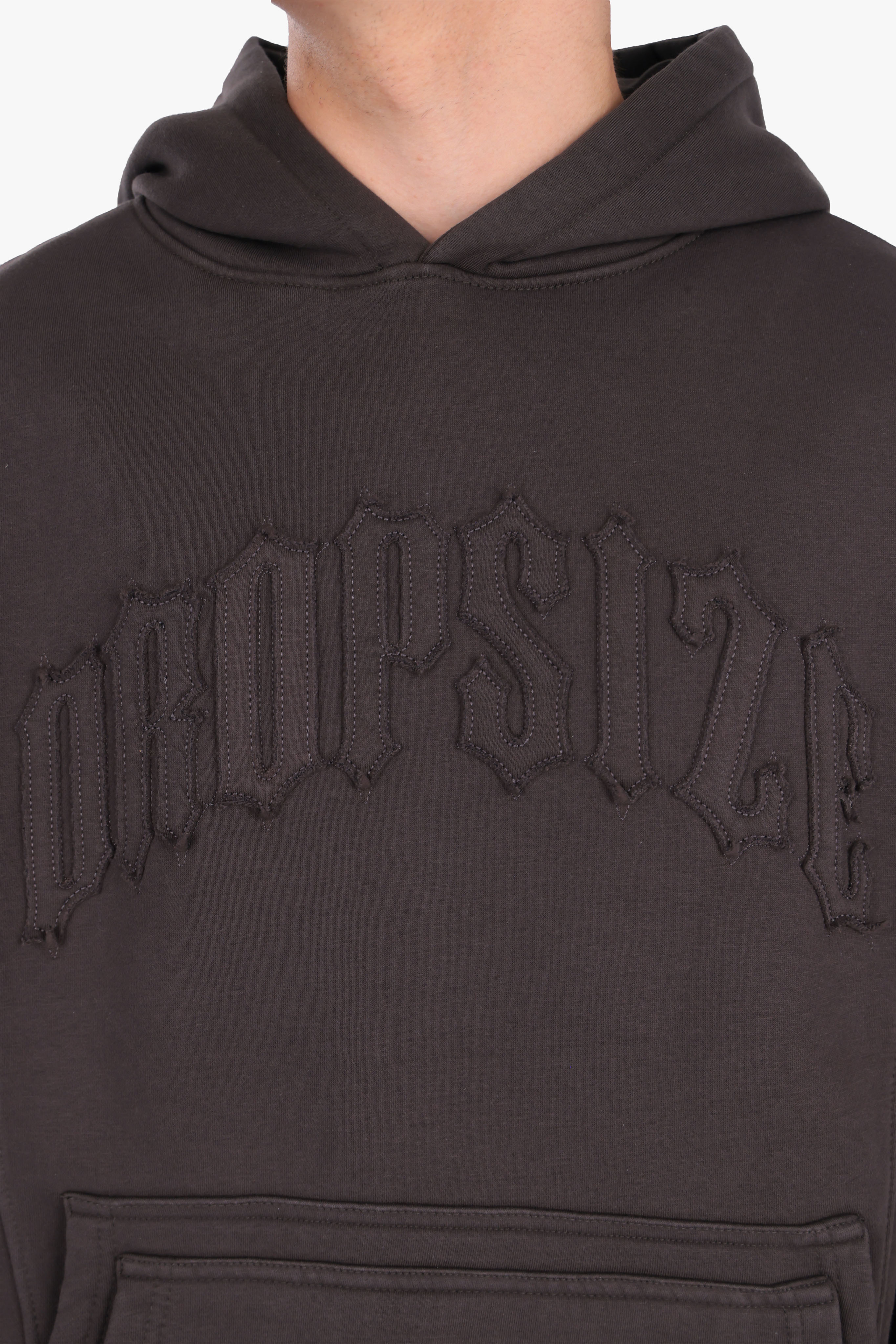 RAW EDGES SEAM HOODIE WASHED BLACK