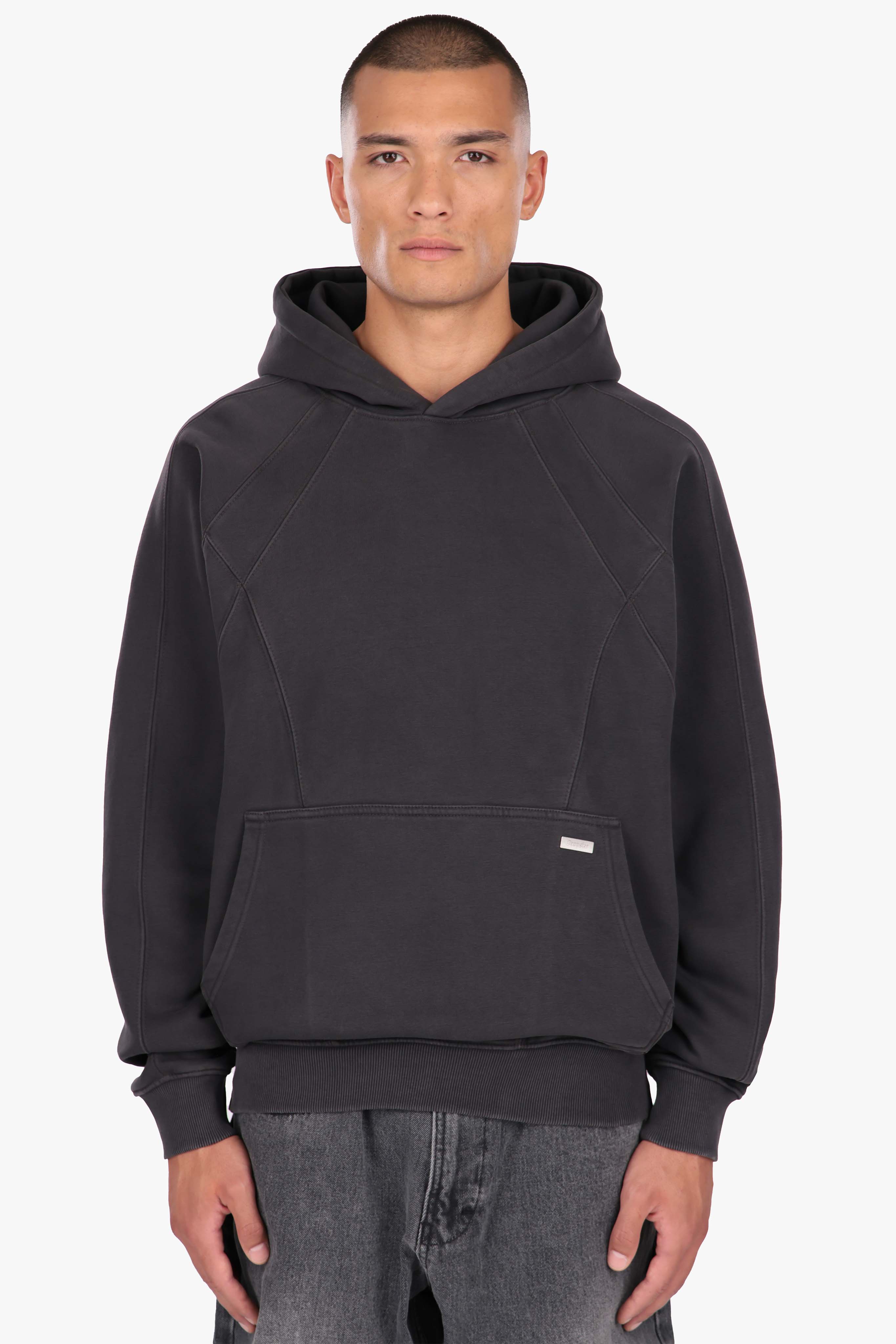 DROPSIZE SEAM HOODIE WASHED BLACK