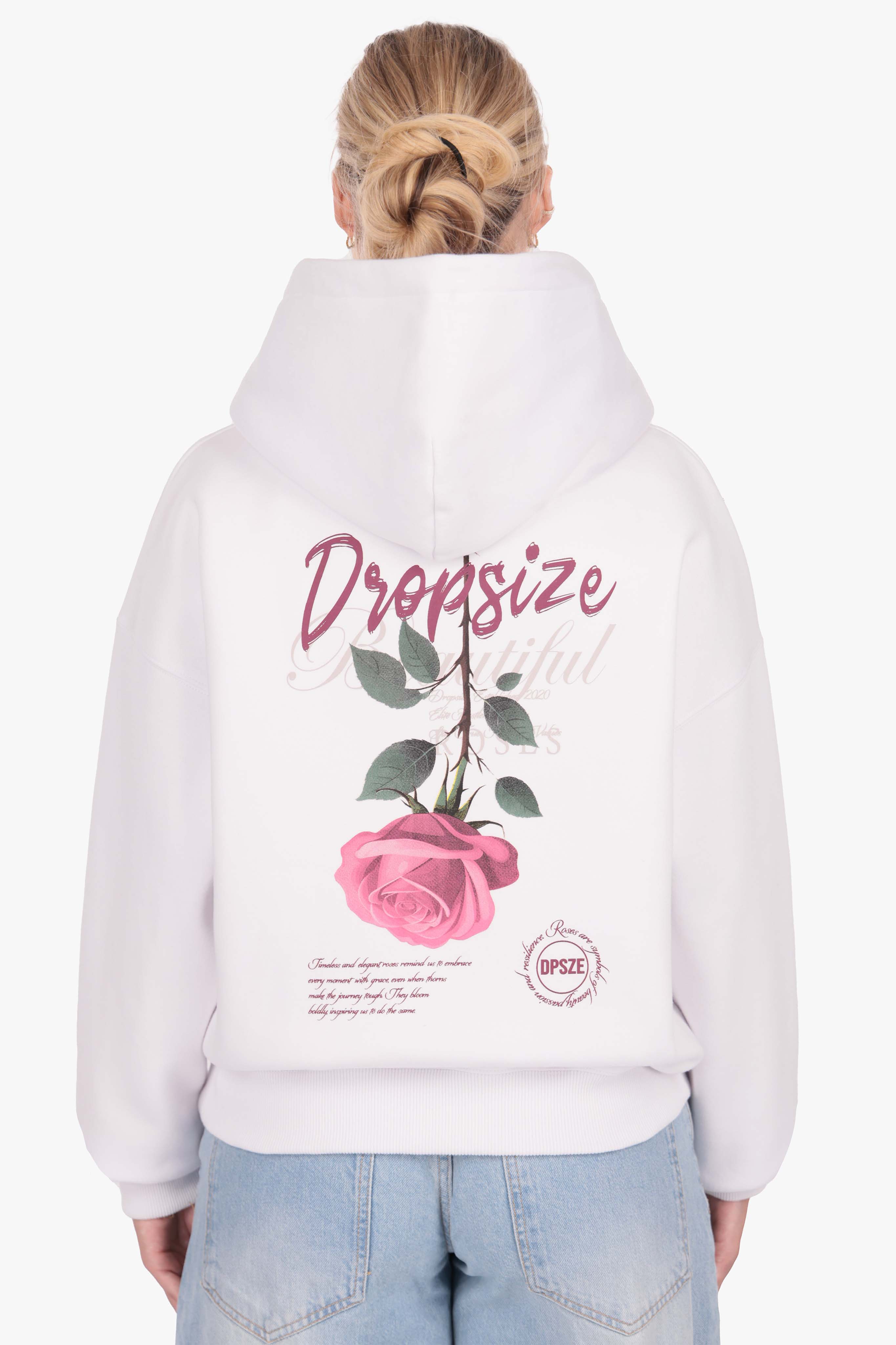 WOMENS PURPLE ROSE HOODIE WHITE