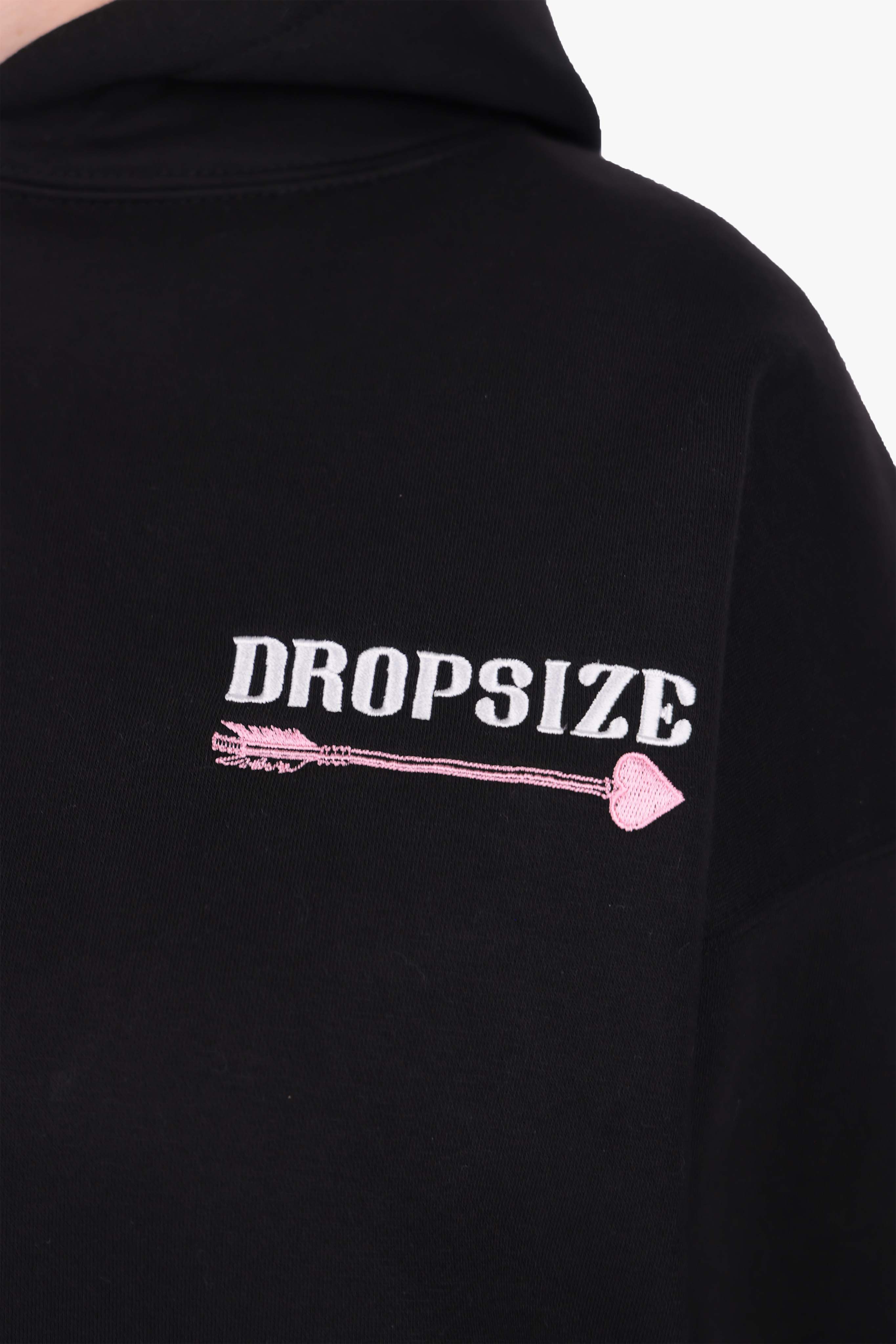 WOMENS HEART EMBO HOODIE BLACK