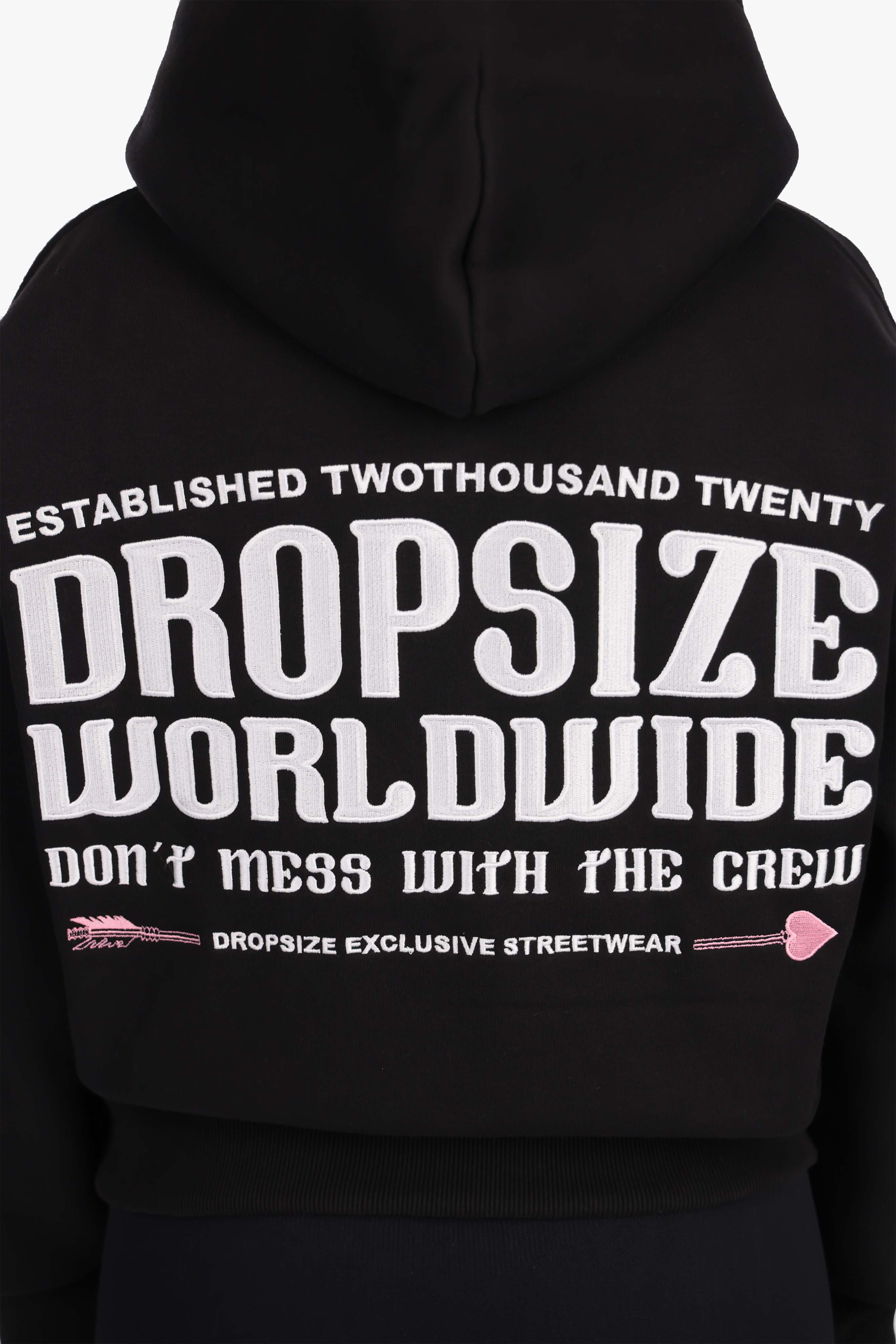 WOMENS HEART EMBO HOODIE BLACK