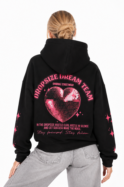 WOMENS HEART EMBO HOODIE BLACK