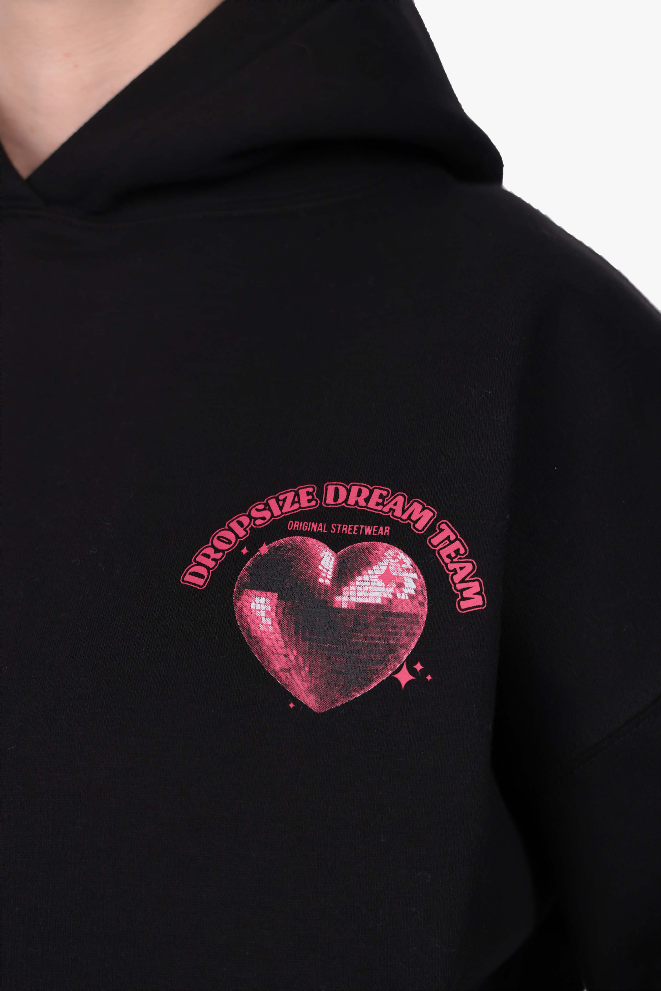 WOMENS HEART EMBO HOODIE BLACK