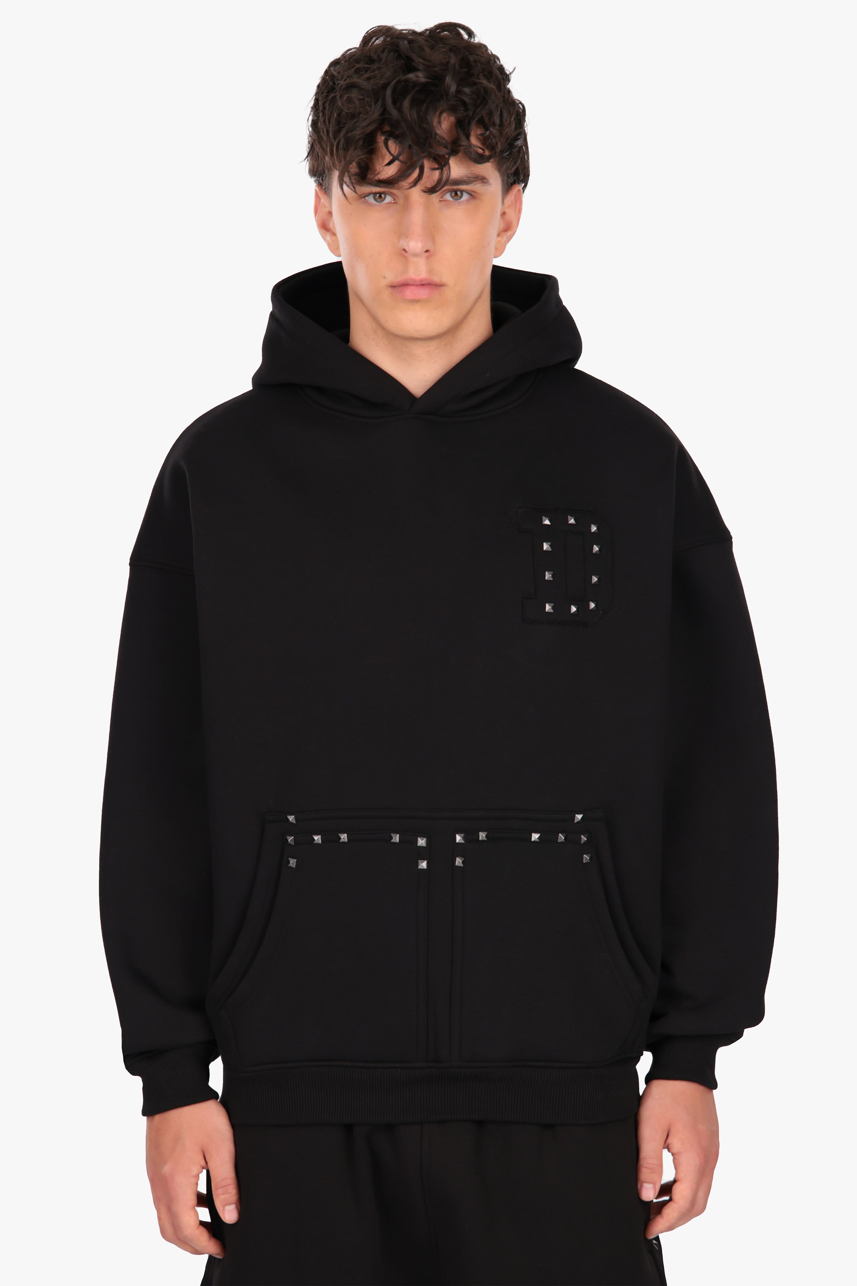 DOUBLE POCKET HOODIE WASHED BLACK