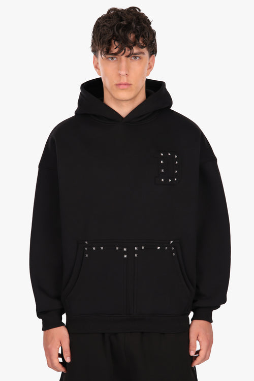 DOUBLE POCKET HOODIE WASHED BLACK