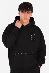 DOUBLE POCKET HOODIE WASHED BLACK