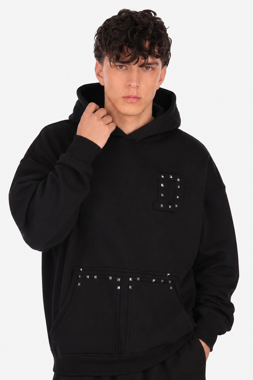 DOUBLE POCKET HOODIE WASHED BLACK