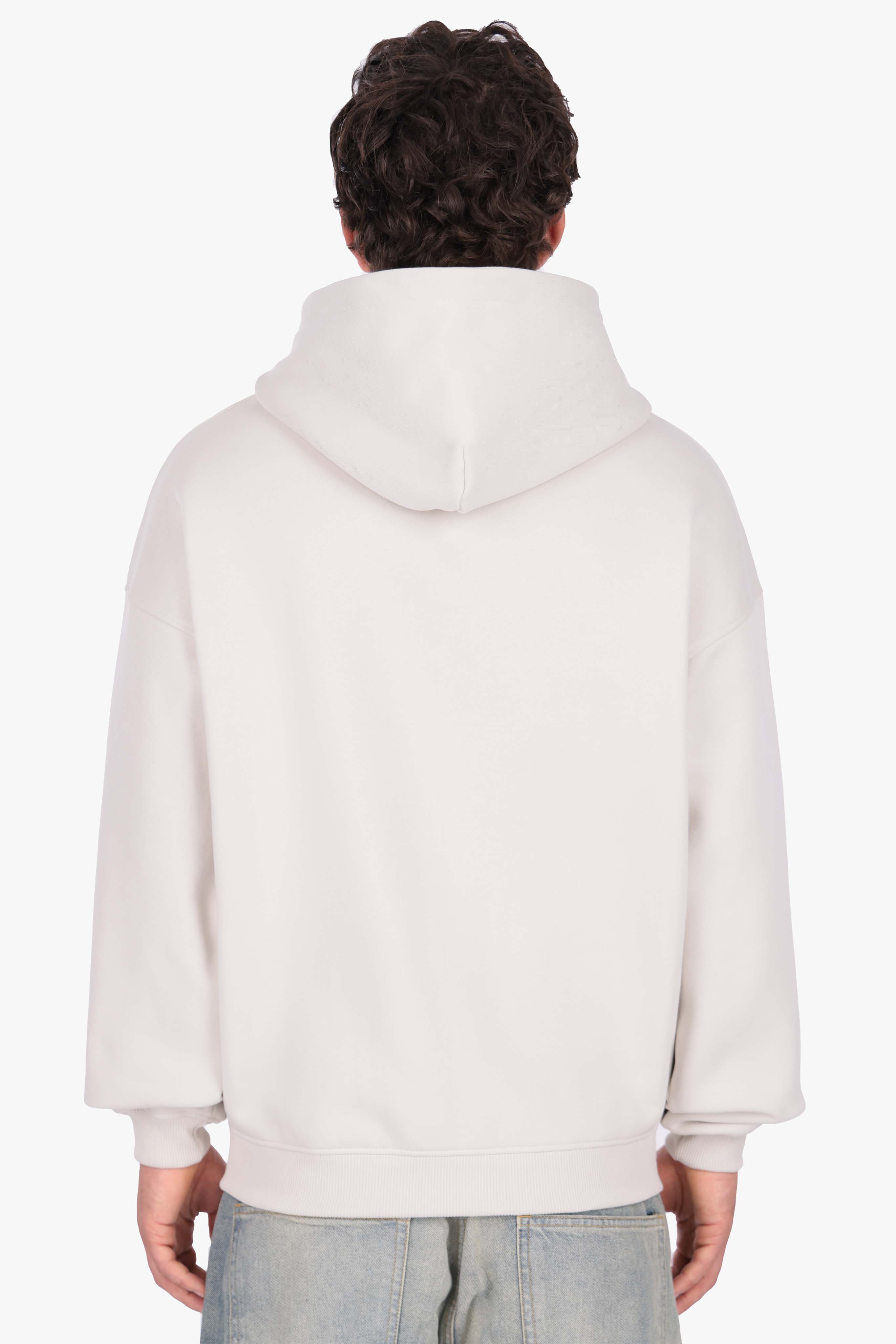 LAYERED RHINESTONE PRINT ZIP HOODIE CLEAR GREY