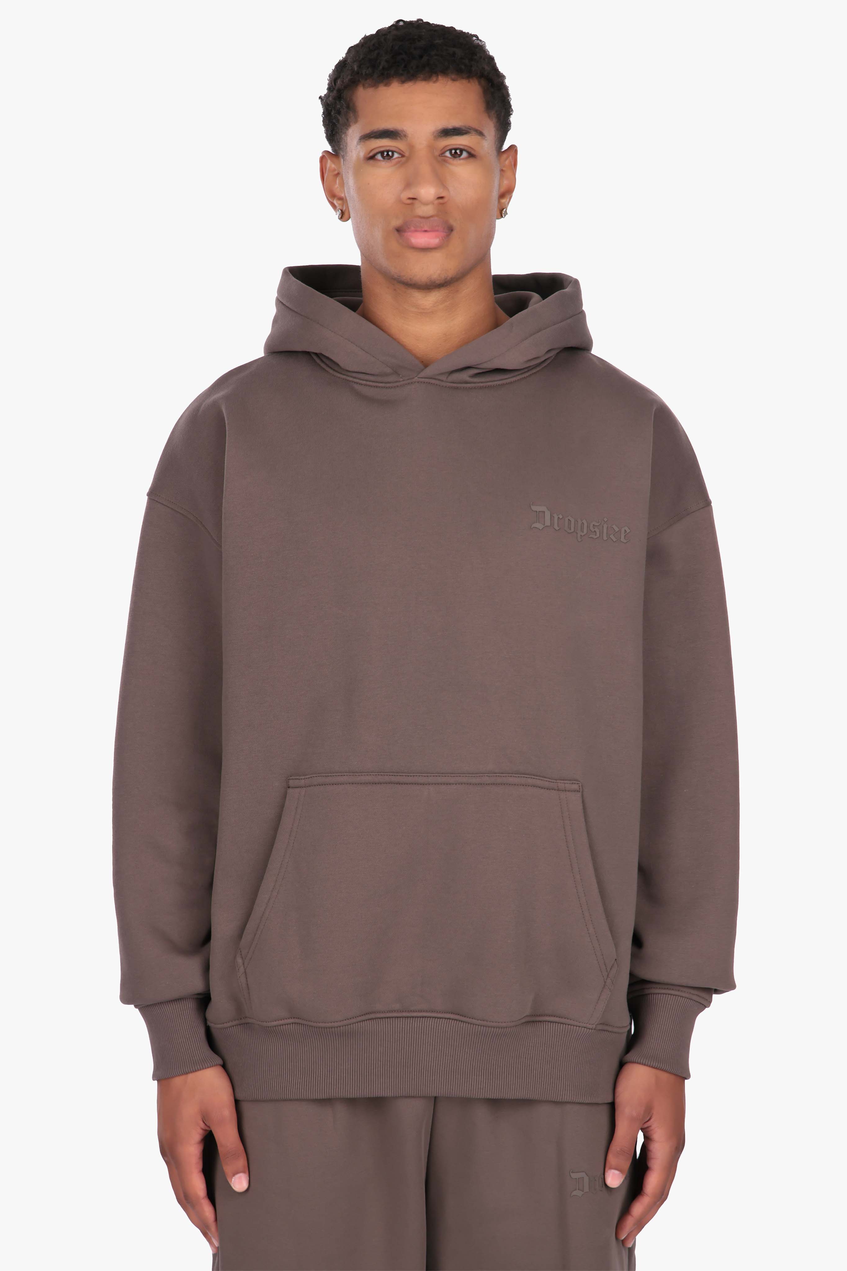 HEAVY OVERSIZE HD LOGO HOODIE BROWN