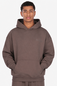 HEAVY OVERSIZE HD LOGO HOODIE BROWN