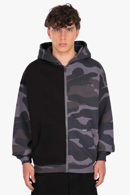 BOXY ZIPPER CAMOUFLAGE ACID BLACK