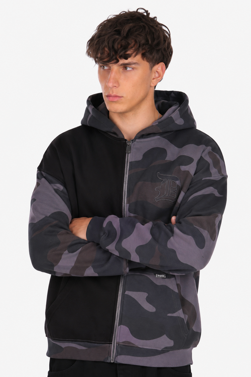 BOXY ZIPPER CAMOUFLAGE ACID BLACK
