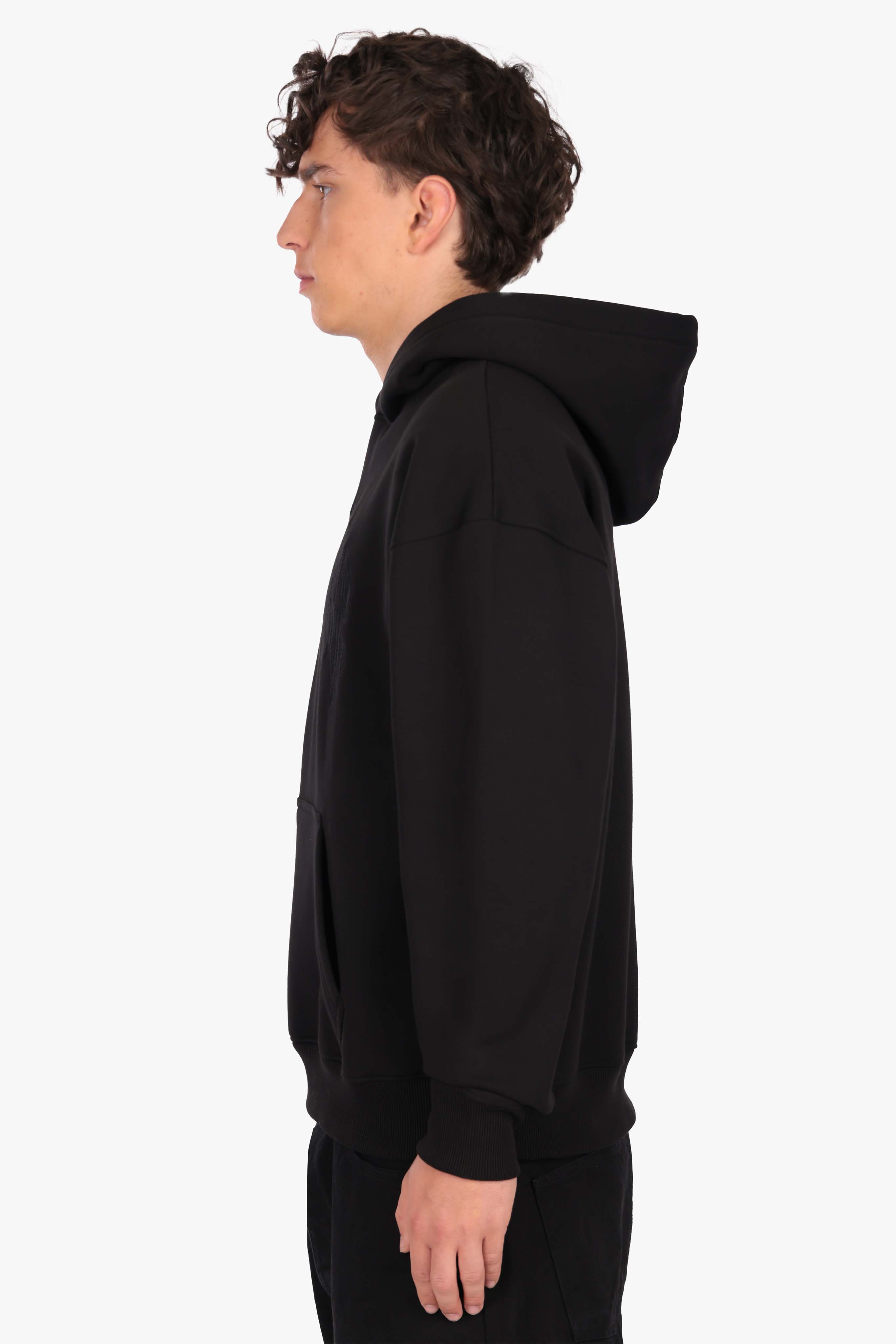 DROPSIZE CORD OUTLINE HOODIE BLACK
