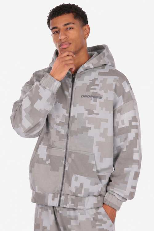 CAMO ZIPPER GREY ACID WASH