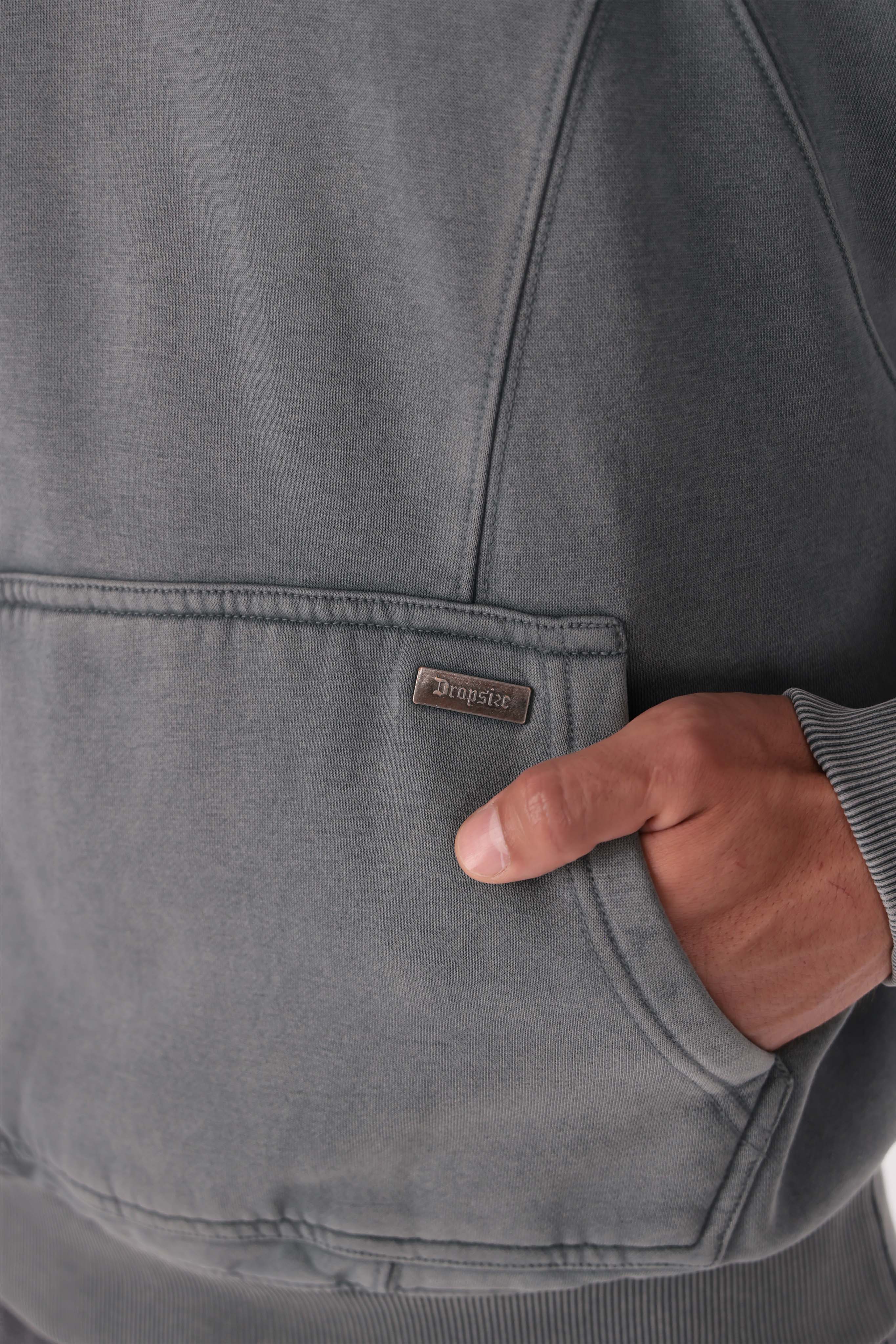 DROPSIZE SEAM HOODIE WASHED GREY