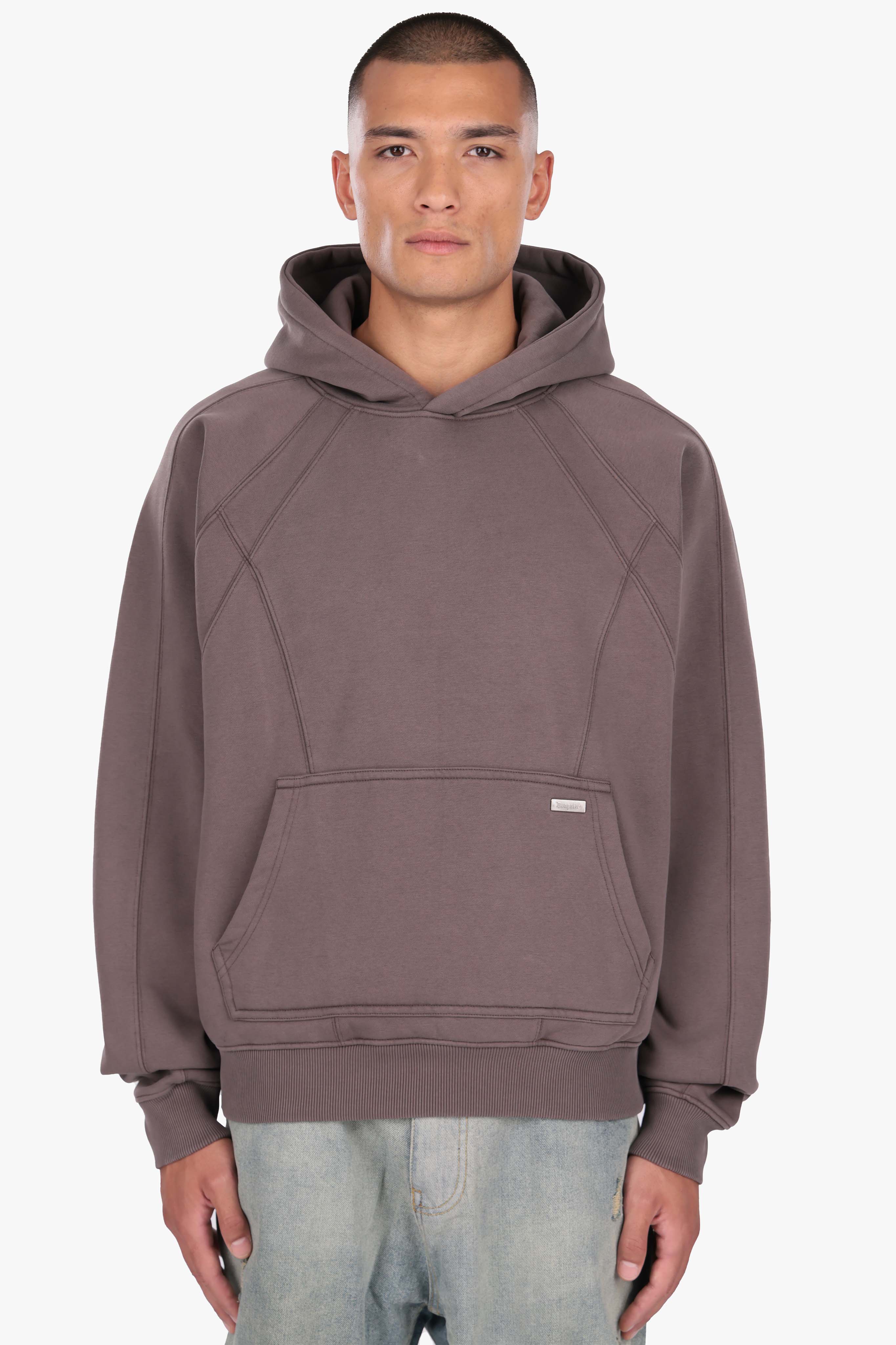 DROPSIZE SEAM HOODIE WASHED BROWN