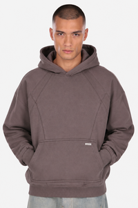 DROPSIZE SEAM HOODIE WASHED BROWN
