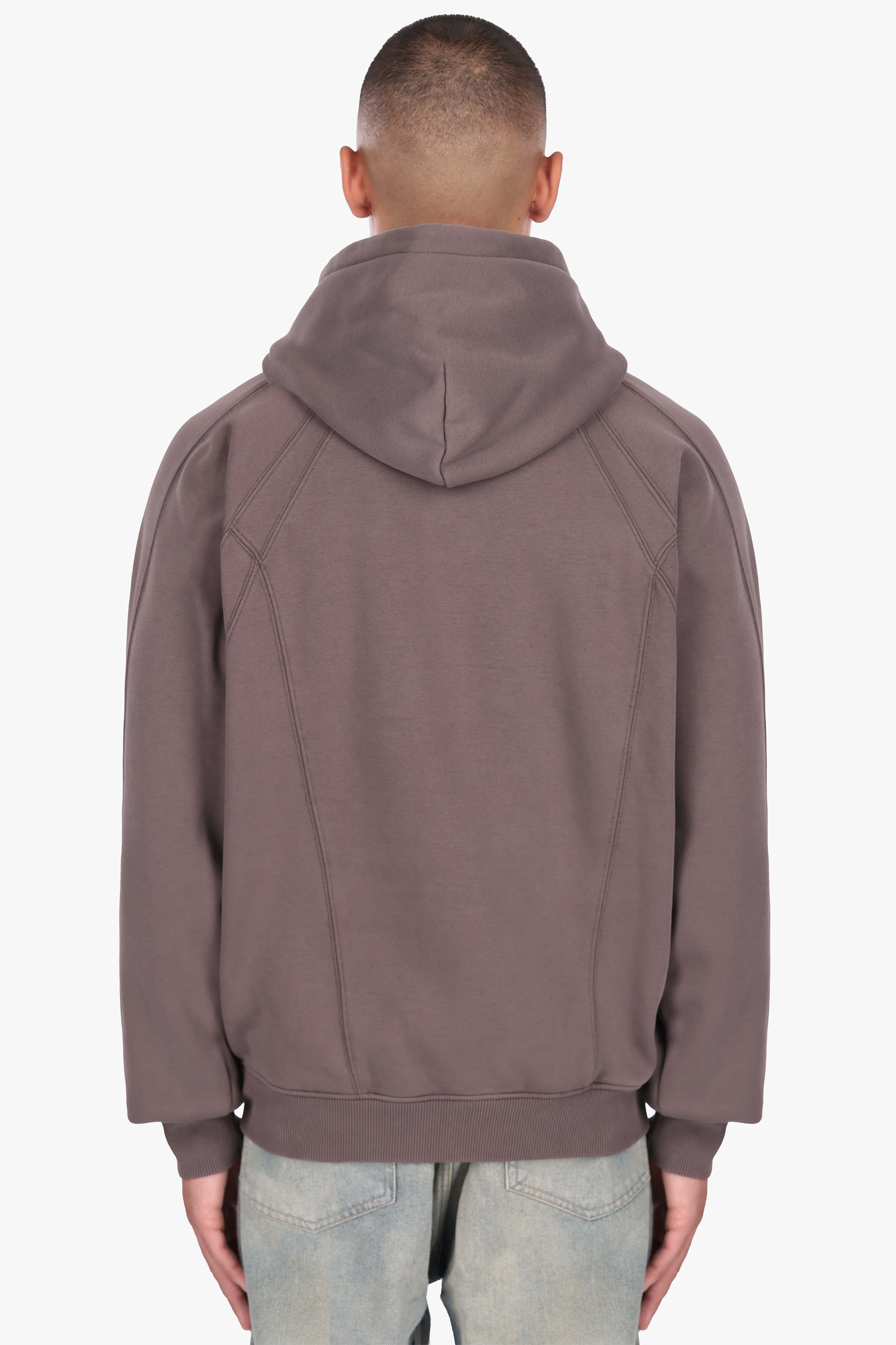 DROPSIZE SEAM HOODIE WASHED BROWN