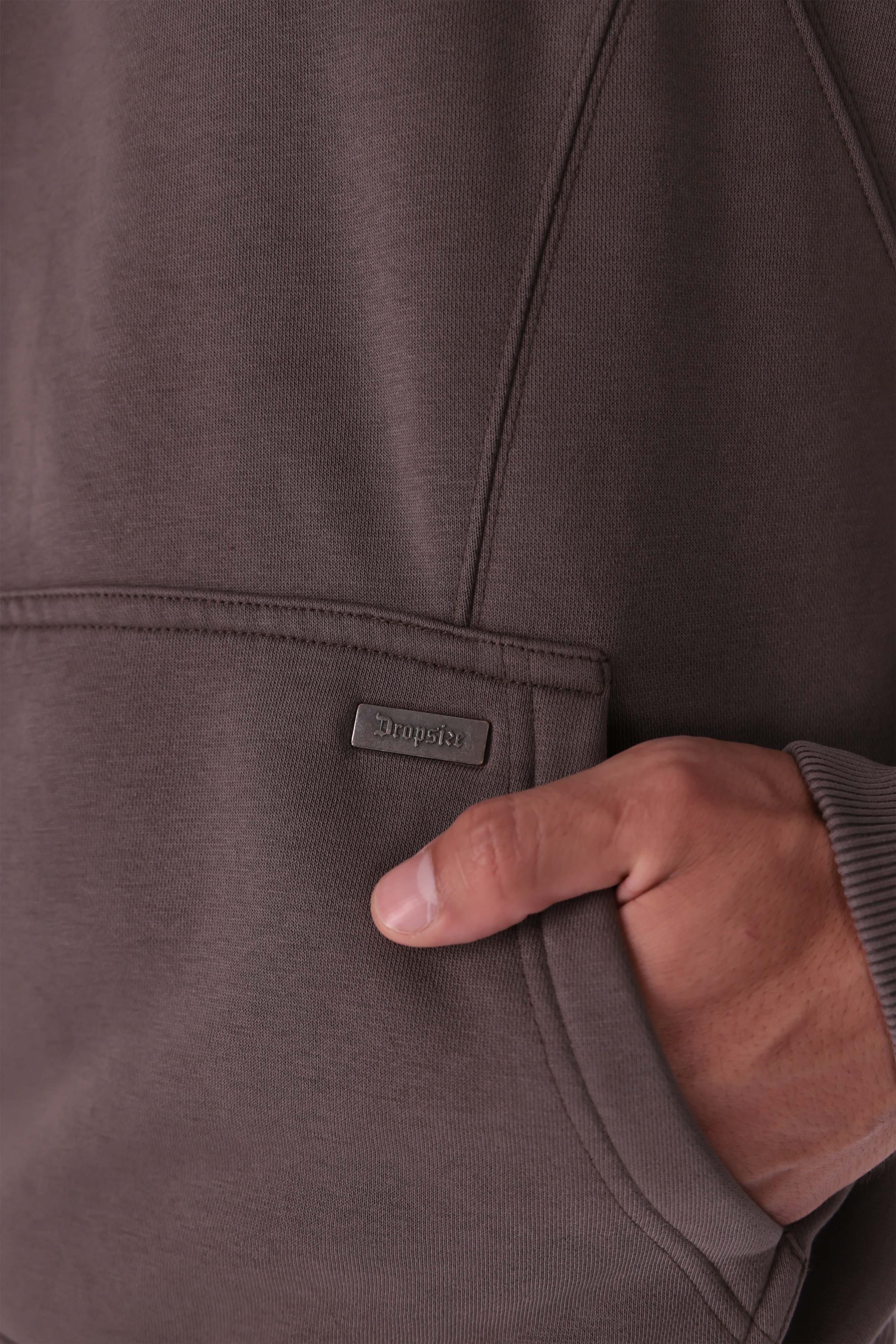 DROPSIZE SEAM HOODIE WASHED BROWN