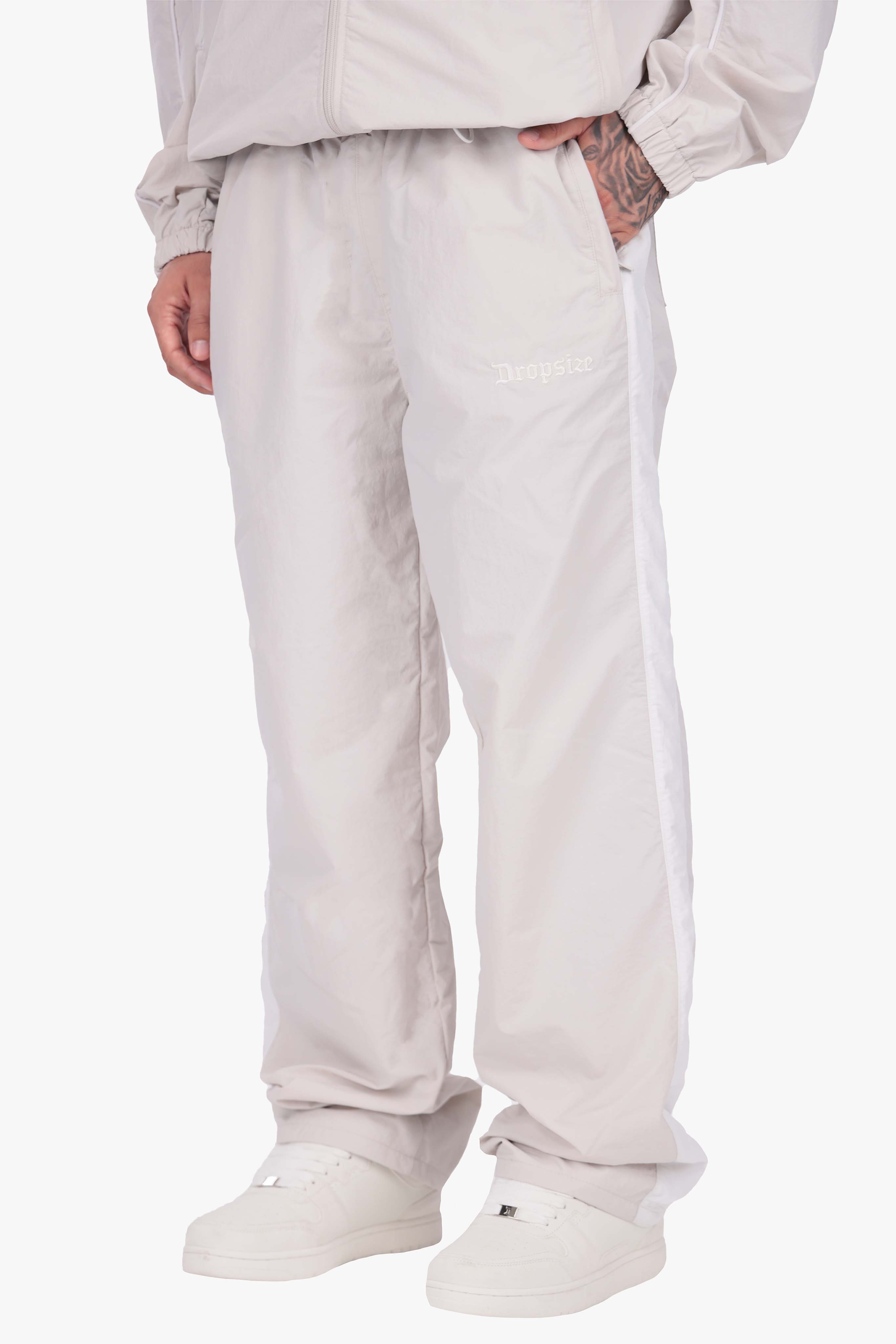 DROPSIZE SIDE STRIPE TRACK PANTS LIGHT GREY