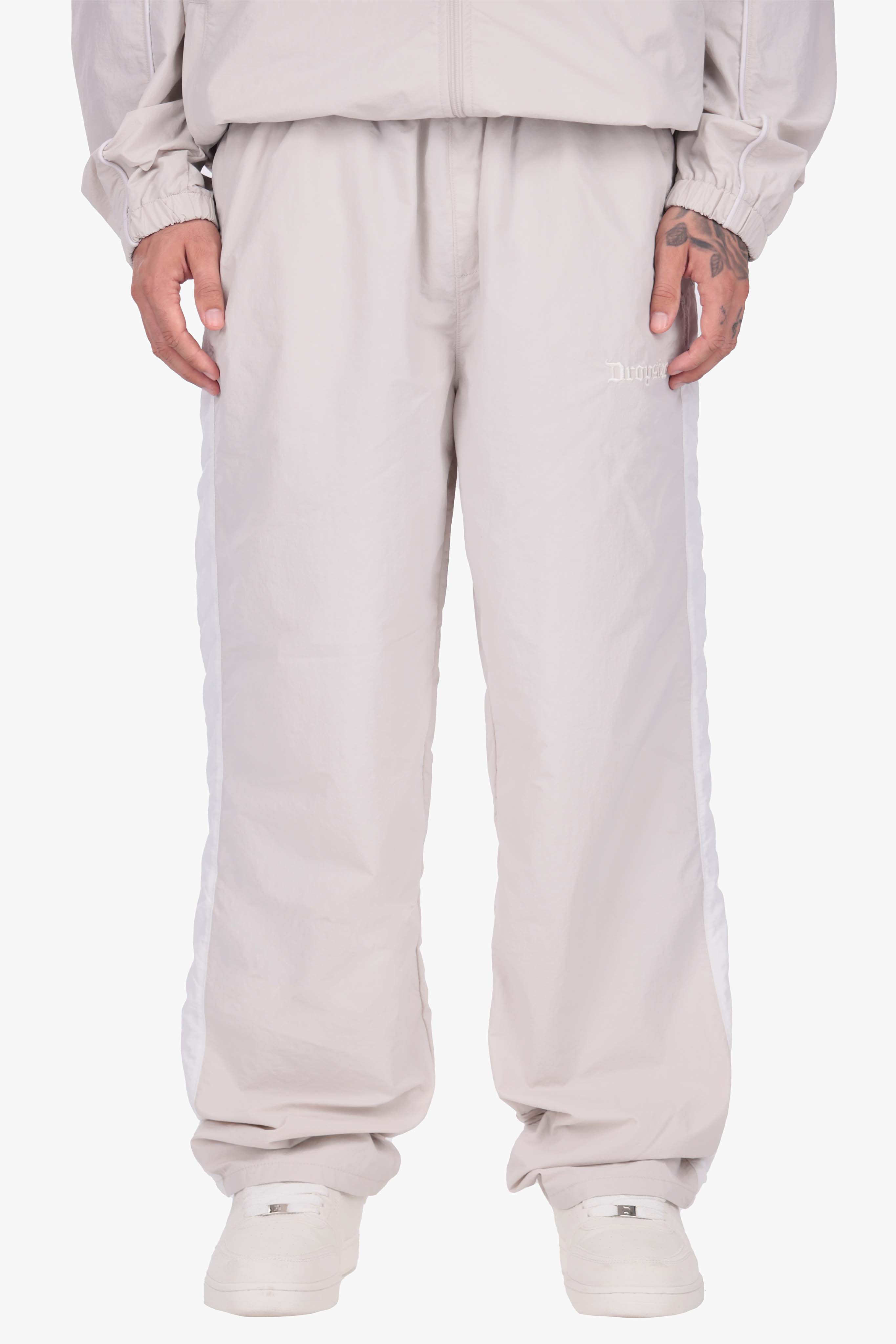 DROPSIZE SIDE STRIPE TRACK PANTS LIGHT GREY