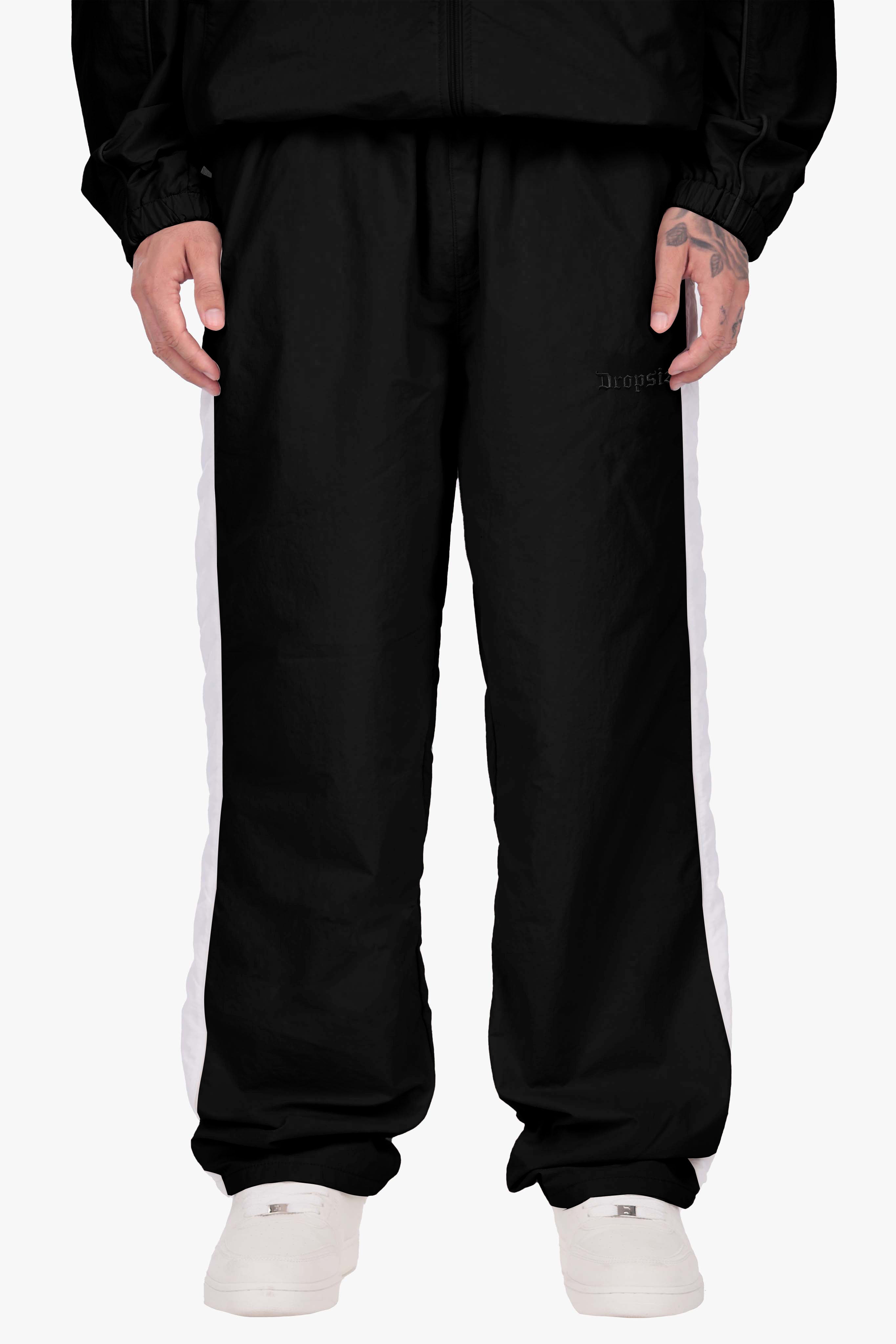 DROPSIZE SIDE STRIPE TRACK PANTS BLACK