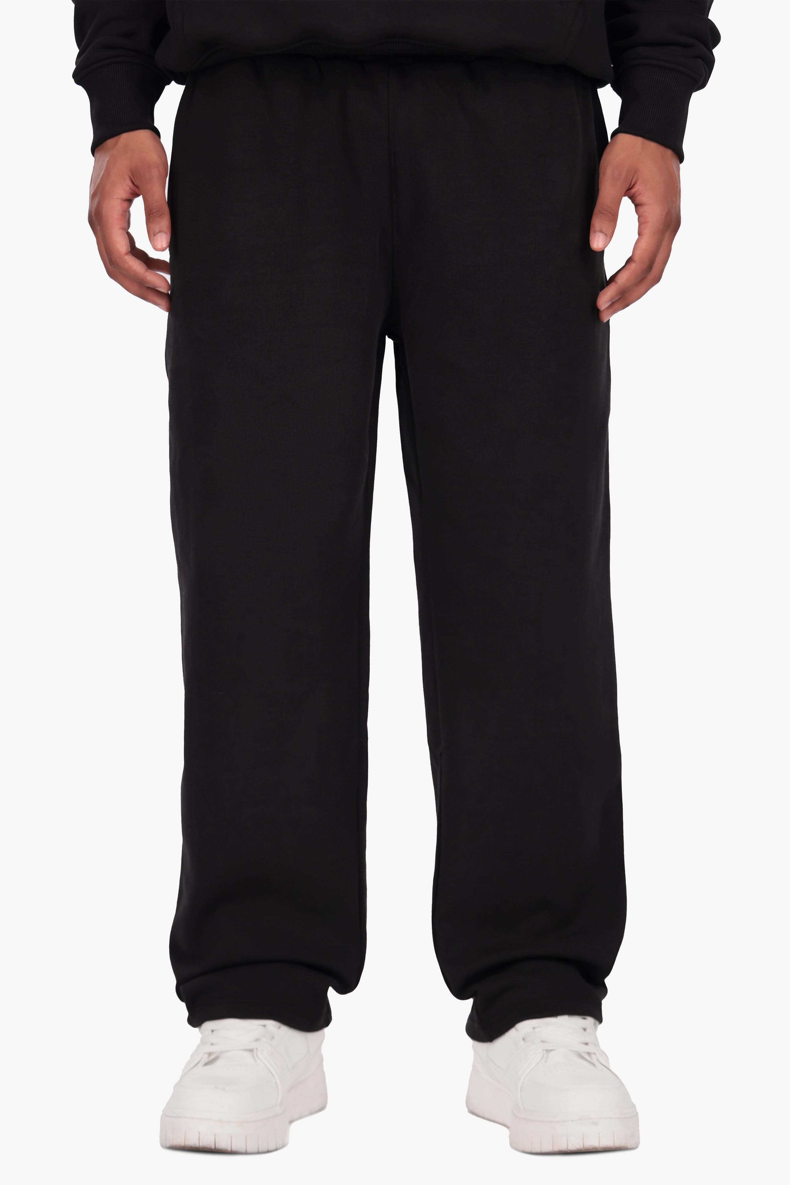 DOUBLE KNIT OPEN LEG JOGGER BLACK