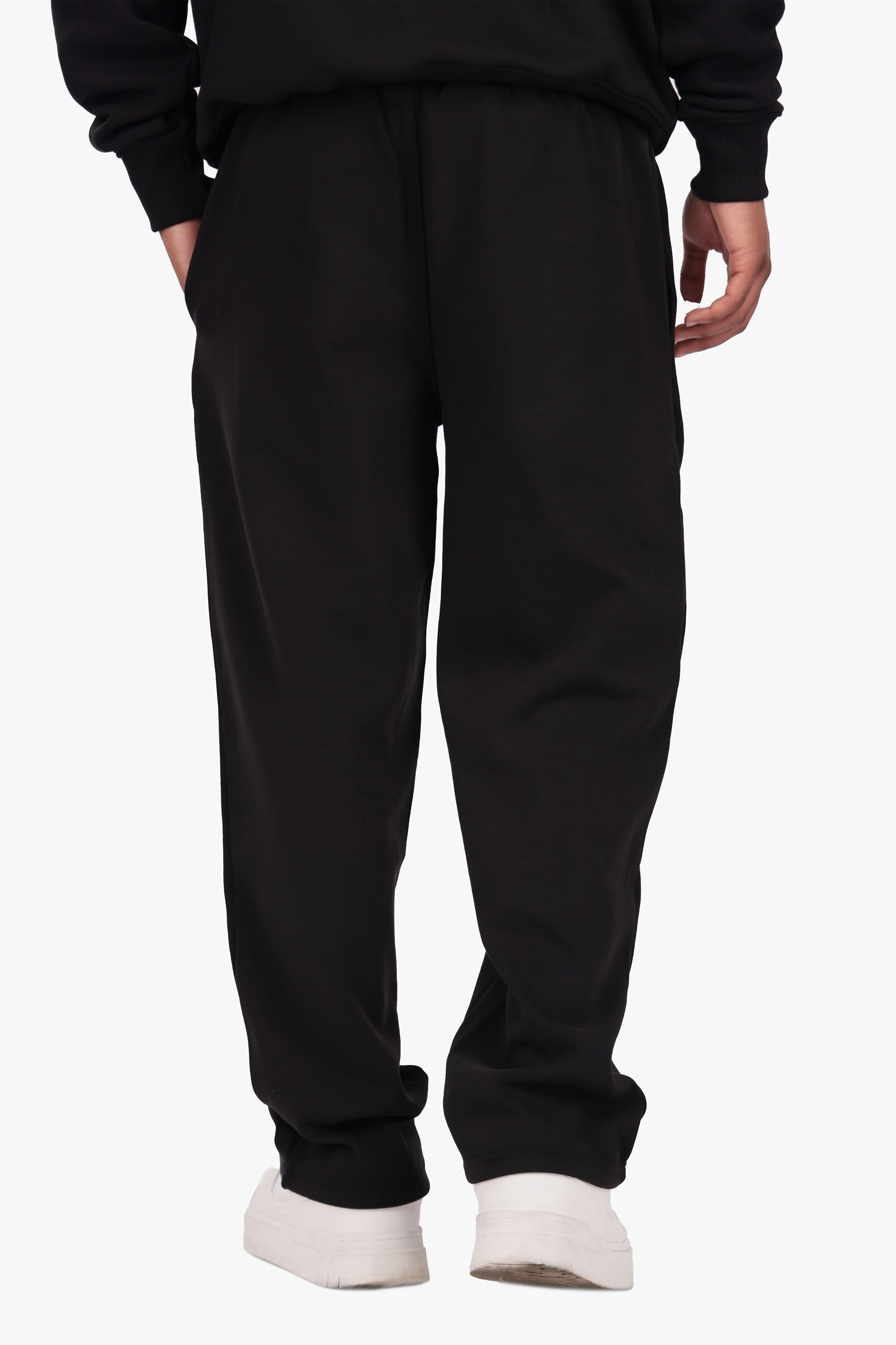 DOUBLE KNIT OPEN LEG JOGGER BLACK