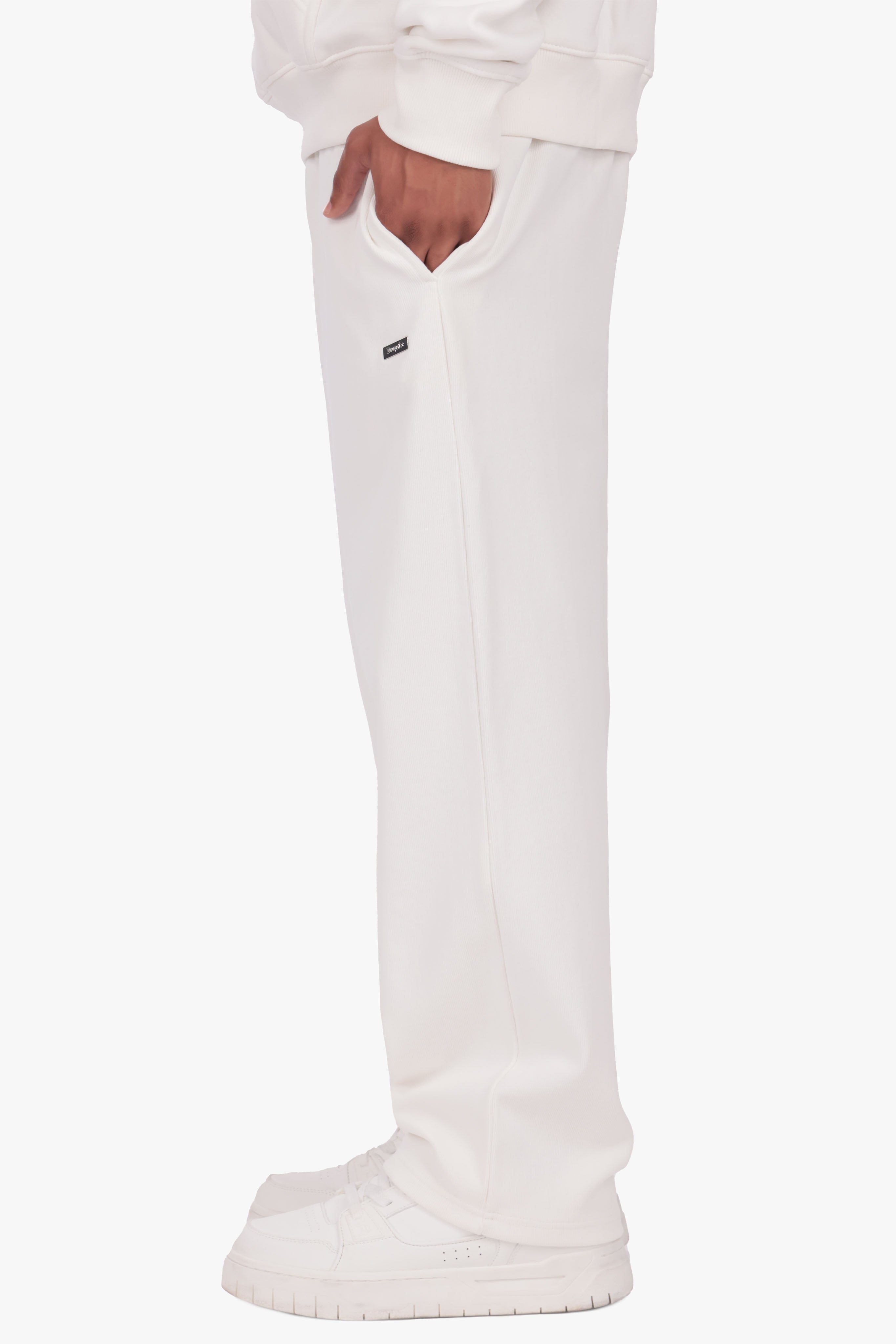 DOUBLE KNIT OPEN LEG JOGGER CREAM WHITE