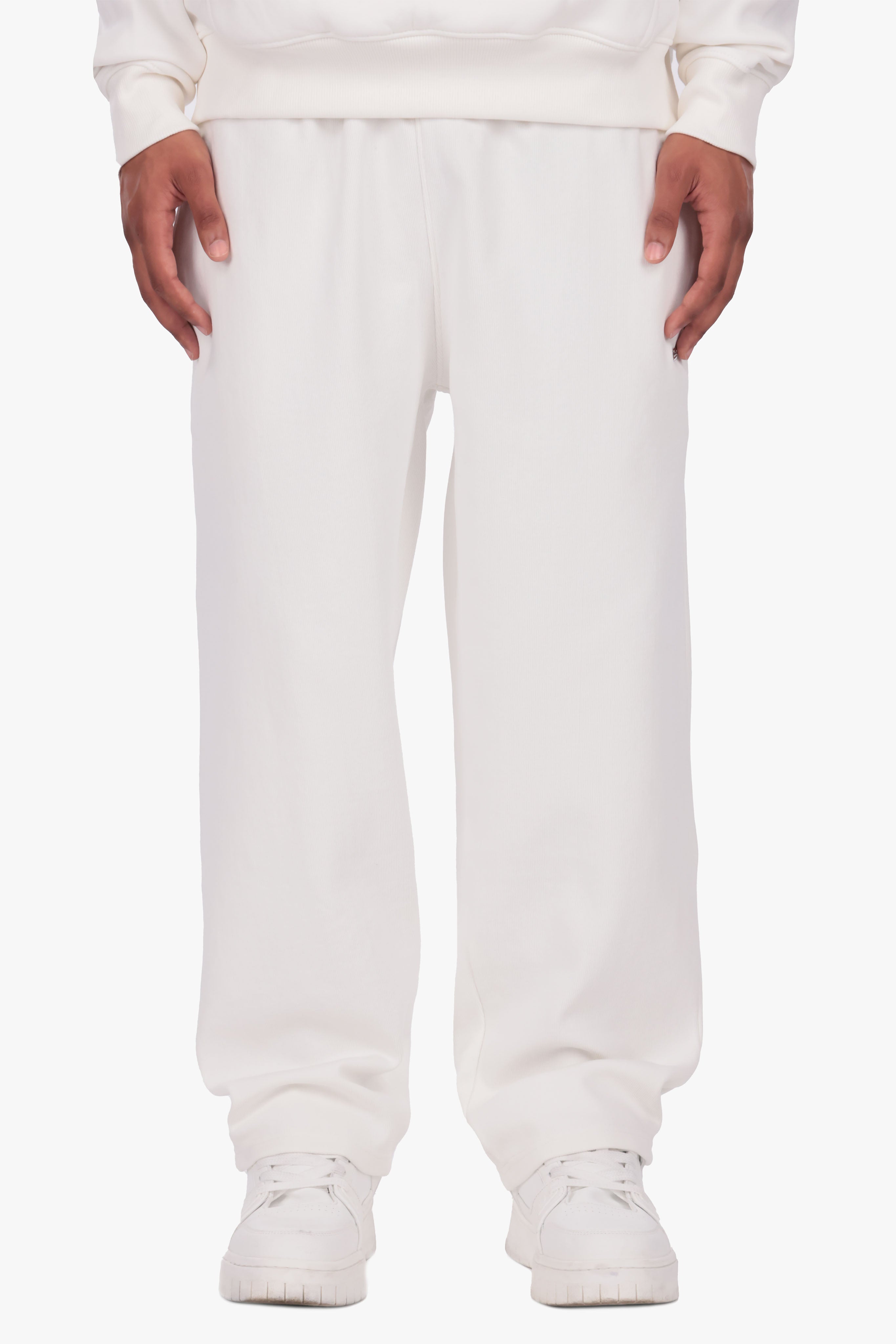 DOUBLE KNIT OPEN LEG JOGGER CREAM WHITE