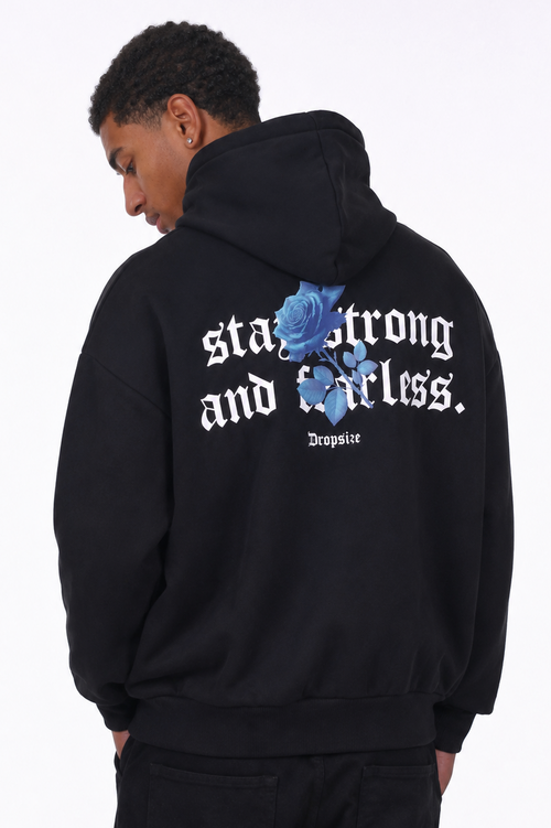 HEAVY OVERSIZE STAY STRONG HOODIE BLACK