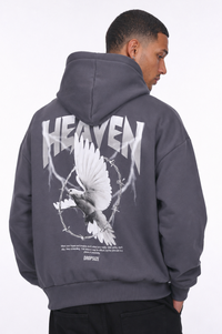 HEAVY OVERSIZE WIRE DOVE HOODIE STEEL GREY