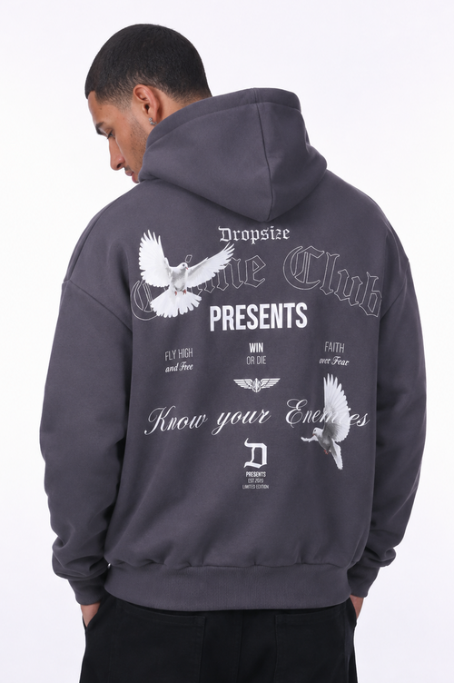 HEAVY OVERSIZE ENEMIES HOODIE STEEL GREY