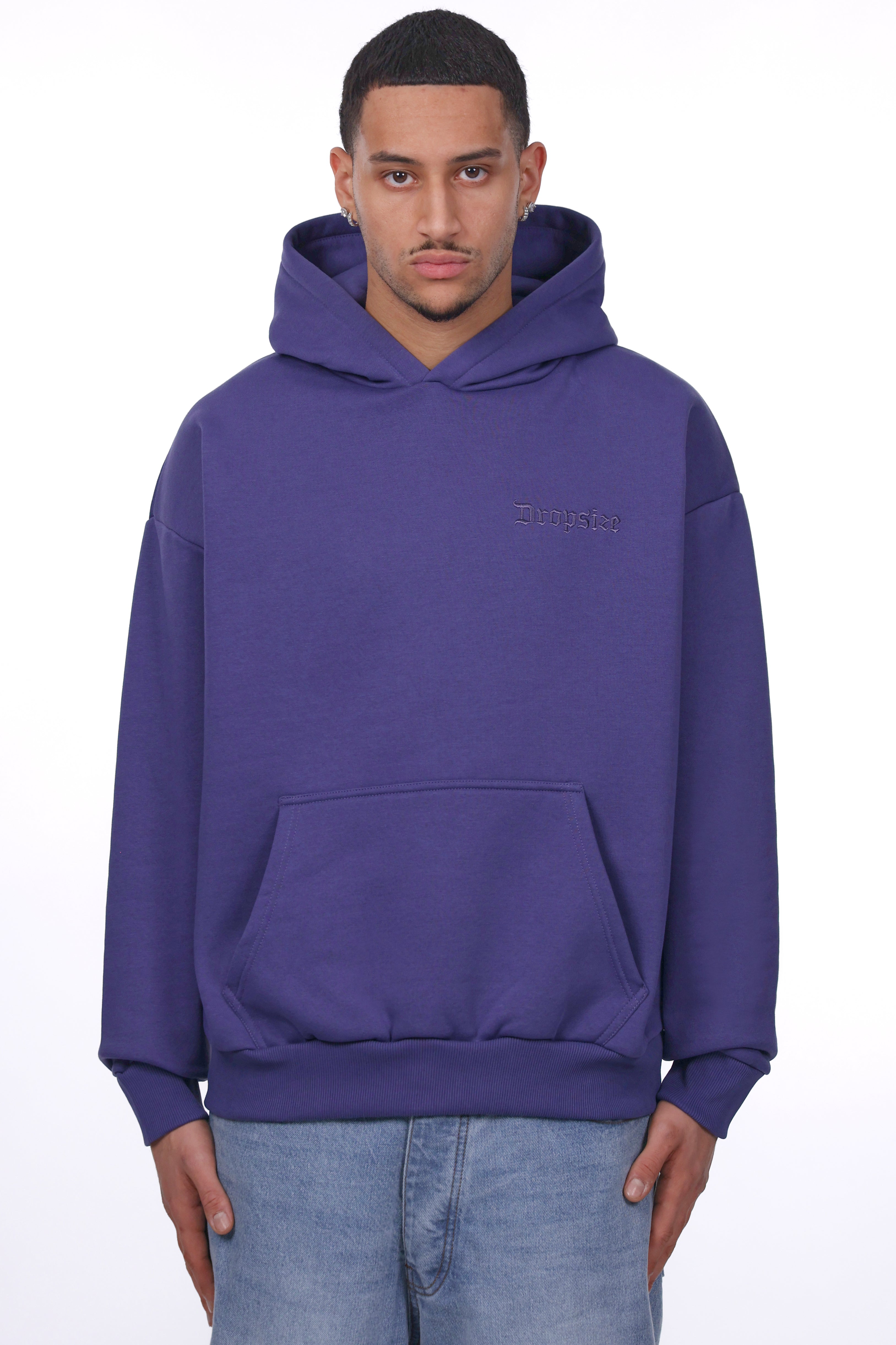 HEAVY OVERSIZE EMBO HOODIE SKIPPER BLUE