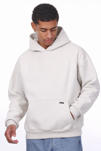 HEAVY OVERSIZE METAL PATCH HOODIE LIGHT GREY