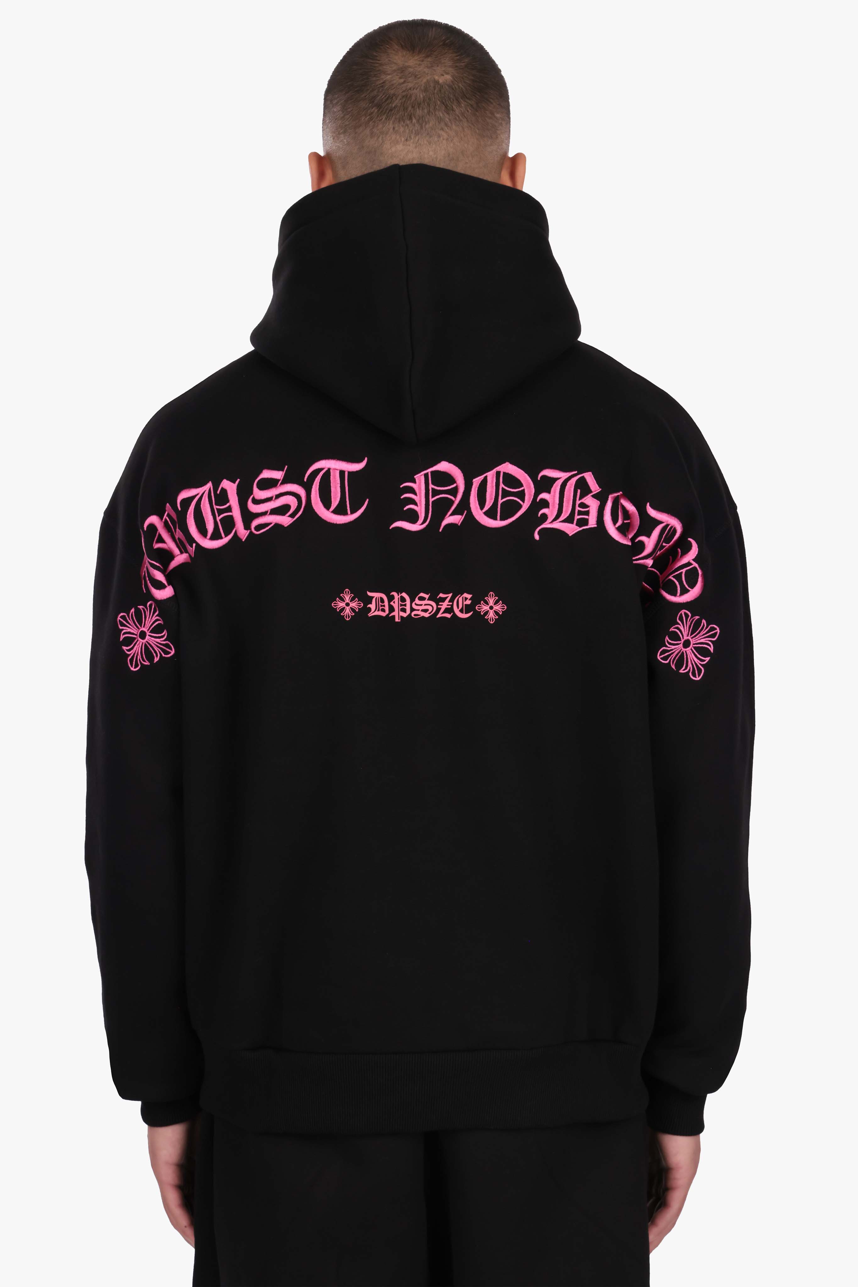 HEAVY OVERSIZE ORNAMENT HOODIE BLACK PINK