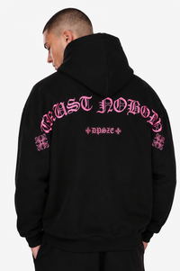 HEAVY OVERSIZE ORNAMENT HOODIE BLACK PINK
