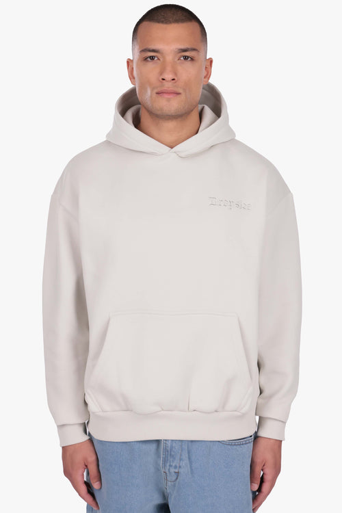 HEAVY OVERSIZE EMBO HOODIE LIGHT GREY