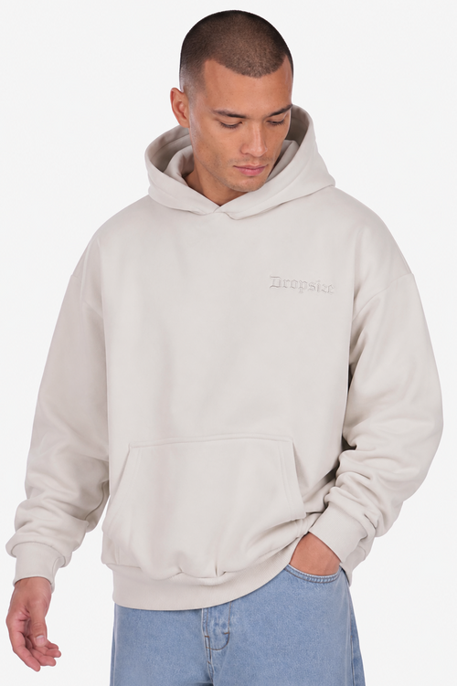 HEAVY OVERSIZE EMBO HOODIE LIGHT GREY