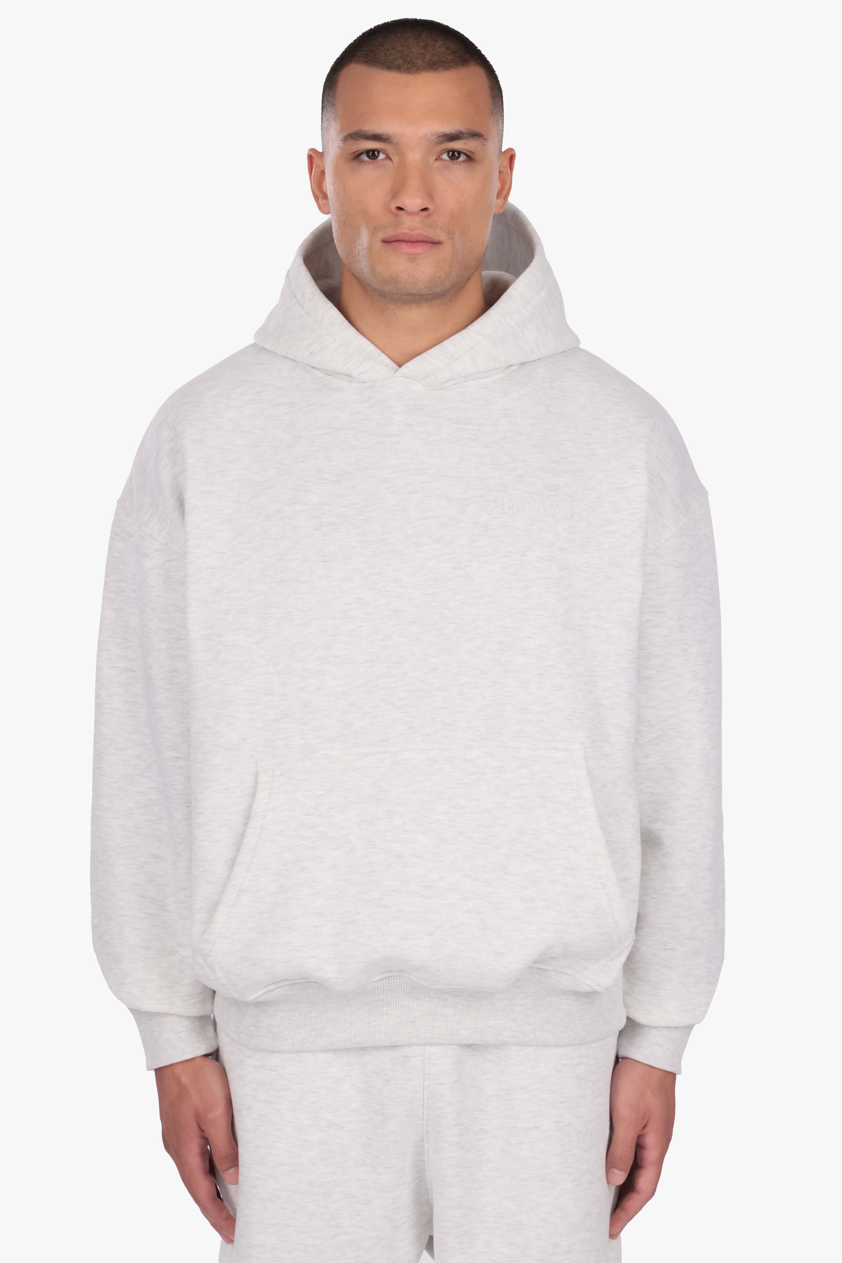 HEAVY OVERSIZE HD LOGO HOODIE GREY MELANGE