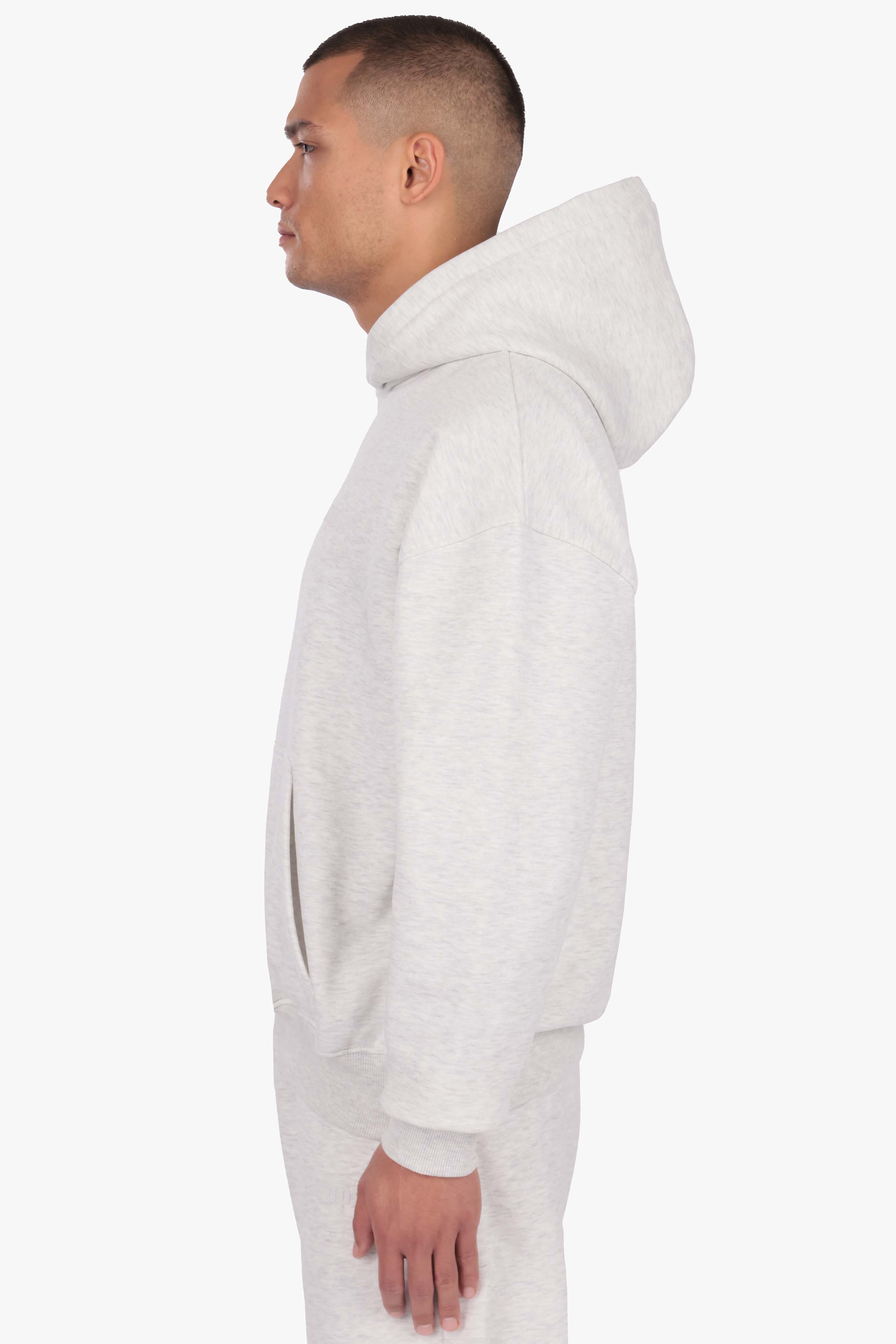 HEAVY OVERSIZE HD LOGO HOODIE GREY MELANGE