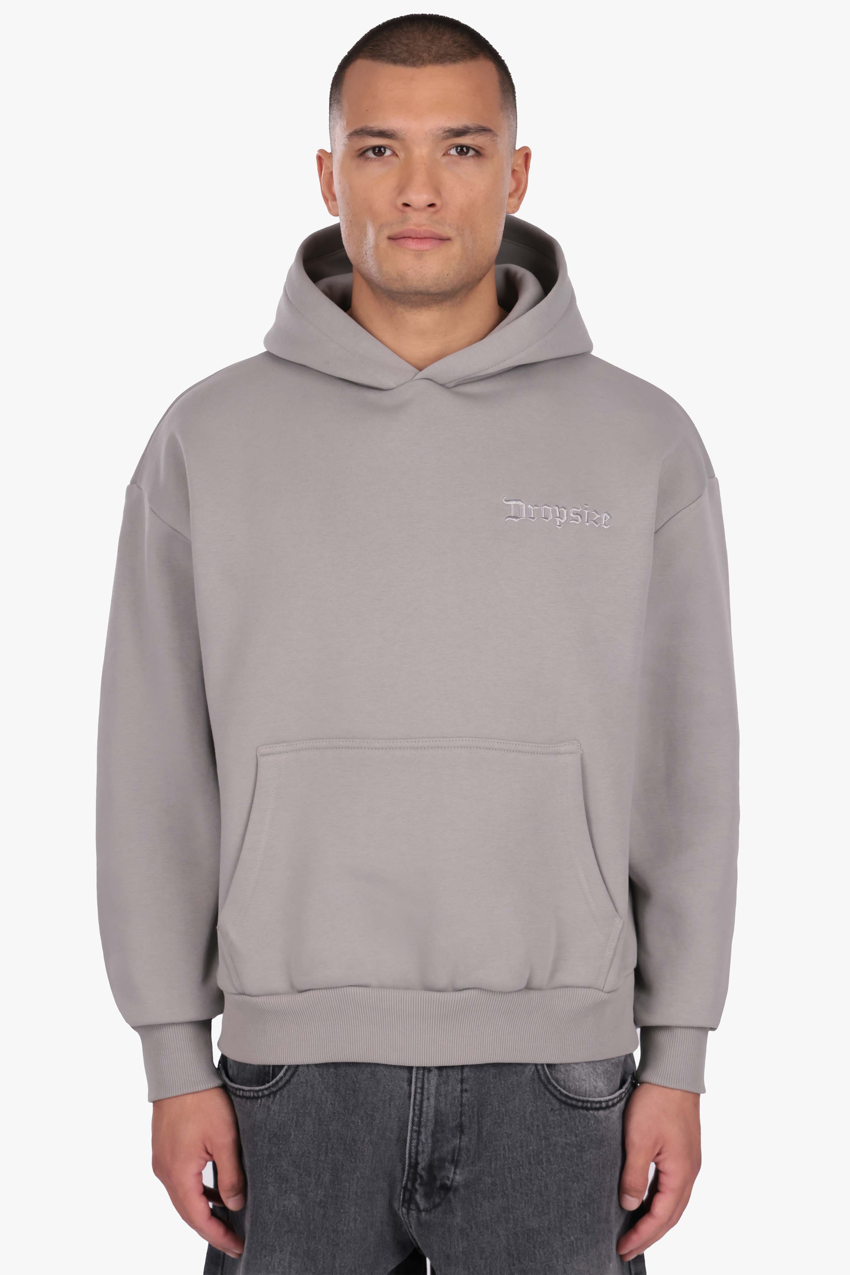 HEAVY OVERSIZE EMBO HOODIE ASH