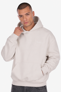 HEAVY OVERSIZE EMBO HOODIE LILY WHITE