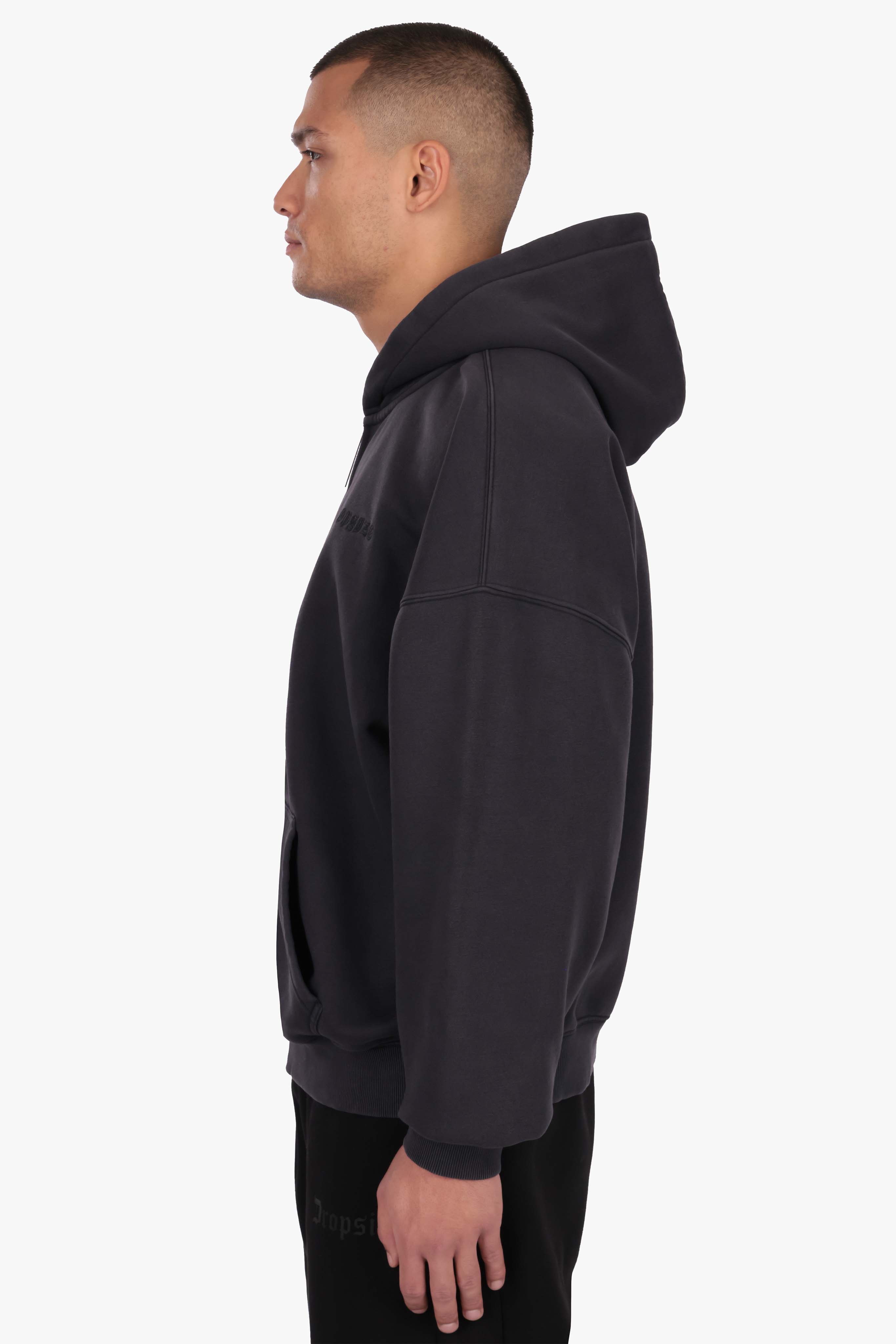 HEAVY OVERSIZE LOGO ZIP HOODIE ACID BLACK