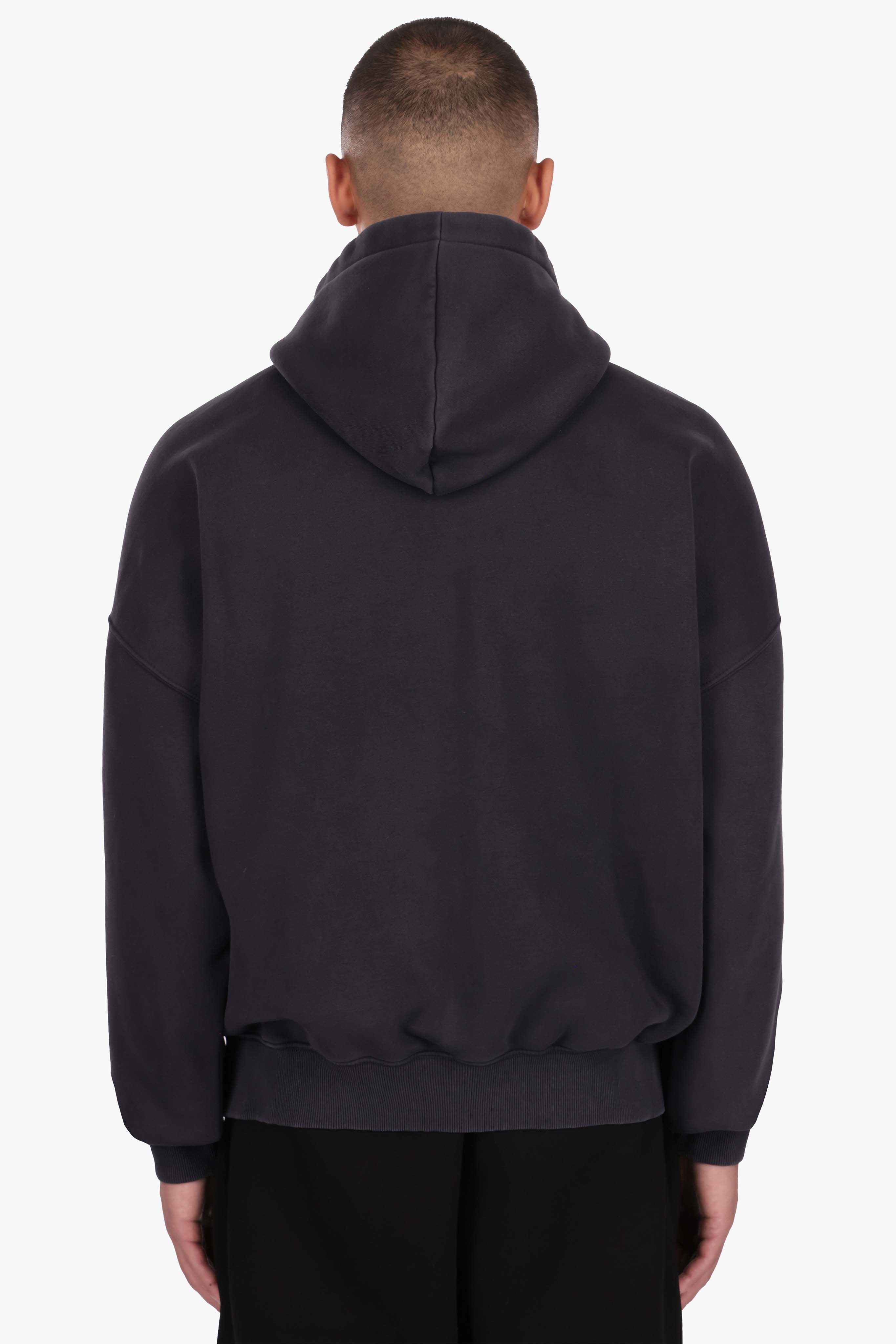 HEAVY OVERSIZE LOGO ZIP HOODIE ACID BLACK