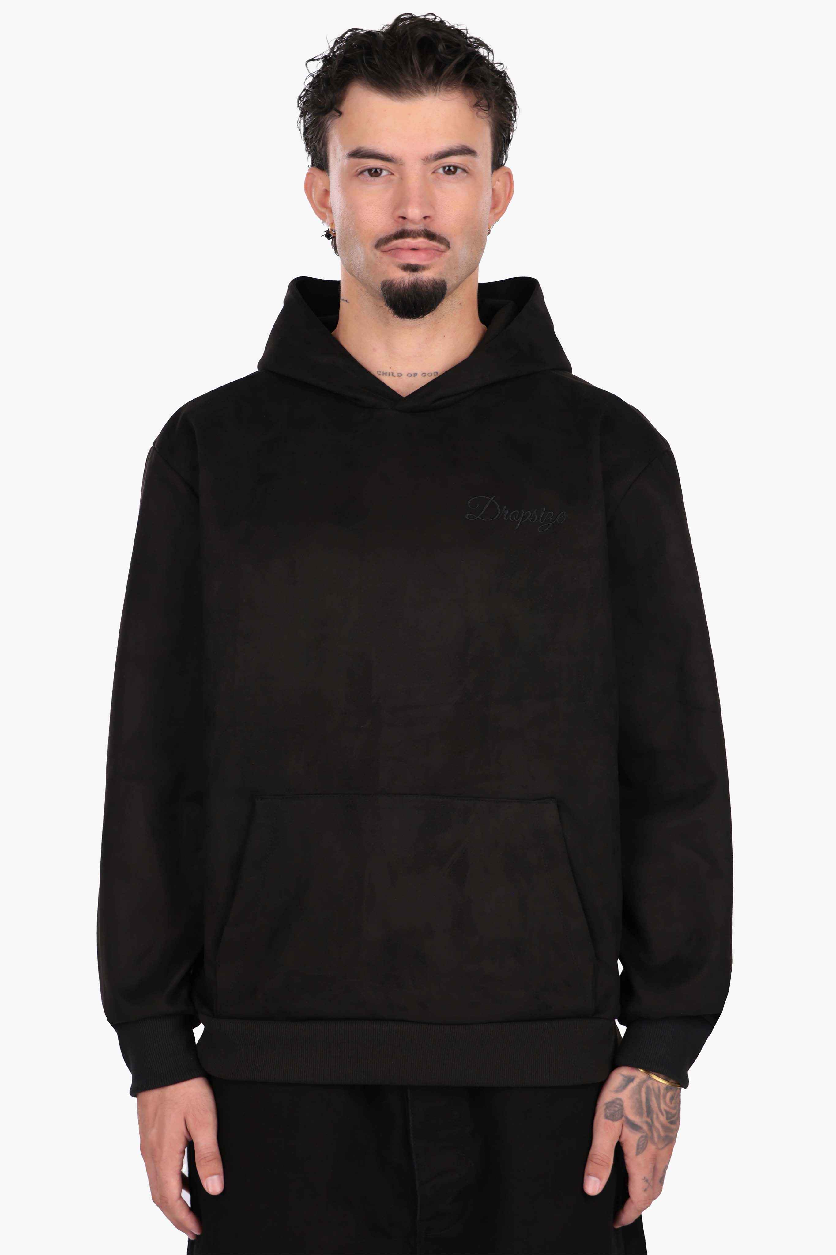 SUEDE HOODIE BLACK