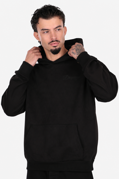 SUEDE HOODIE BLACK